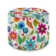 Round Pouf Footstool Small Spring Flowers