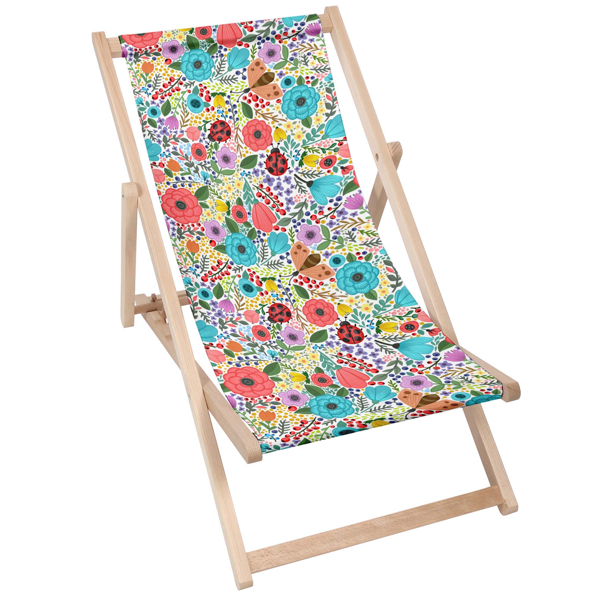 Wooden Deck Chair Spring Flowers