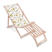 Wooden Deck Chair with Wooden Footrest Spring Pattern