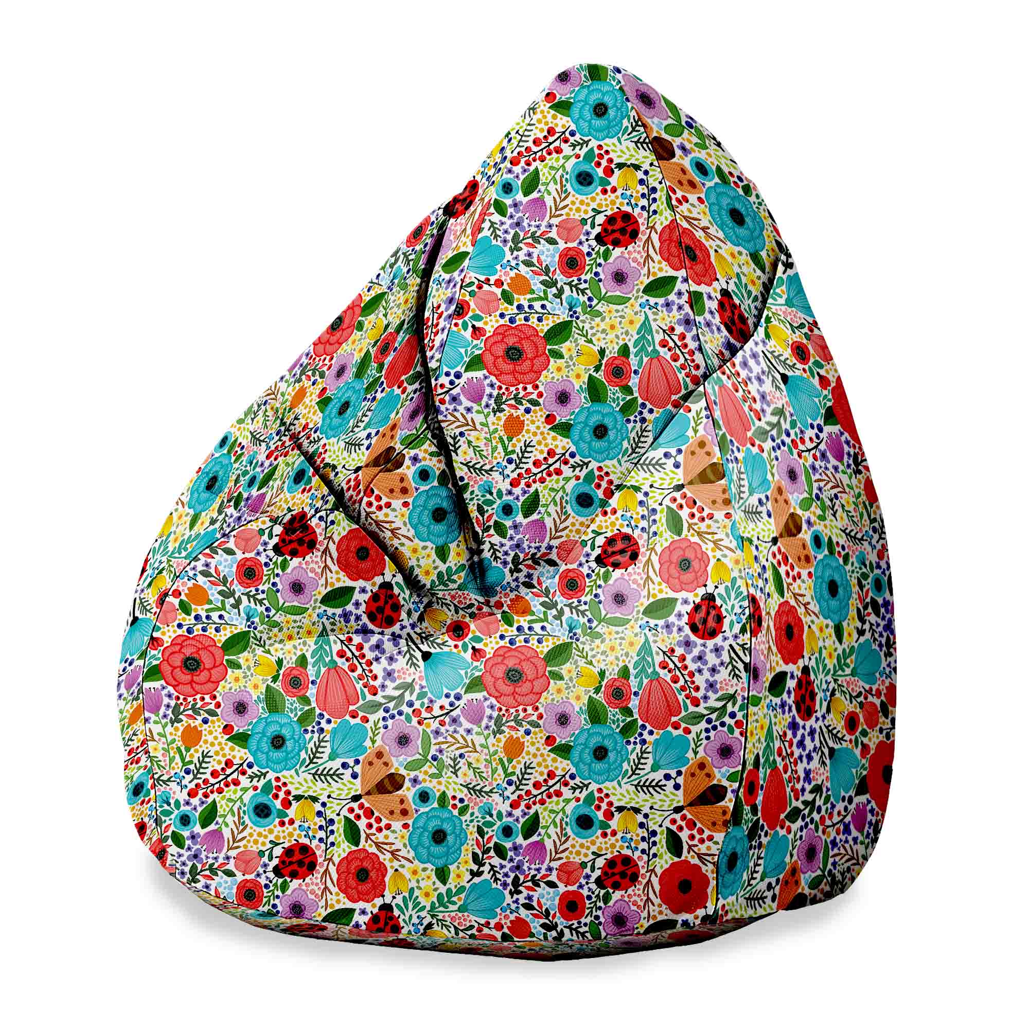 Pearshape Pouf Spring Flowers-S-Oxford