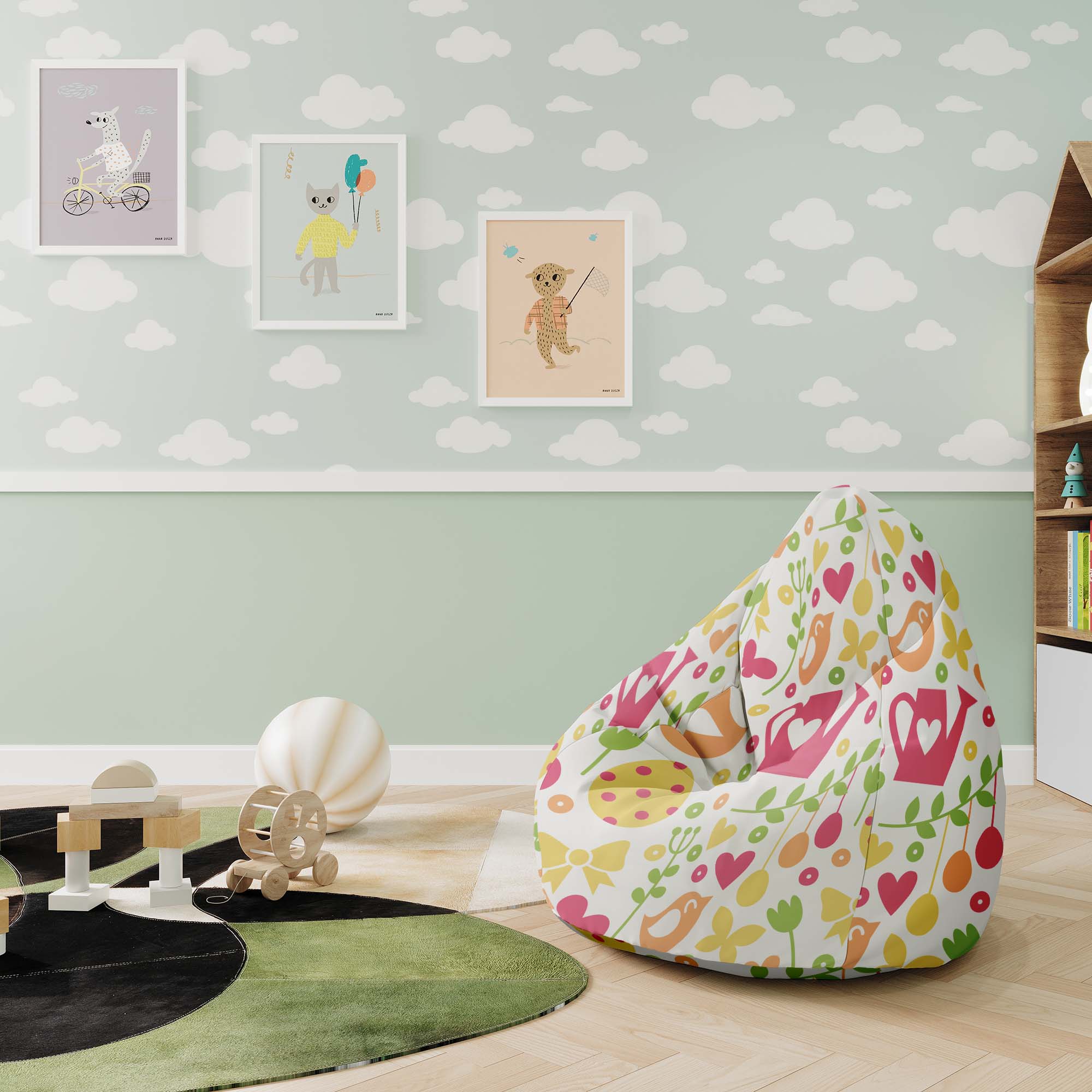 Puf Pearshape Spring Time-S