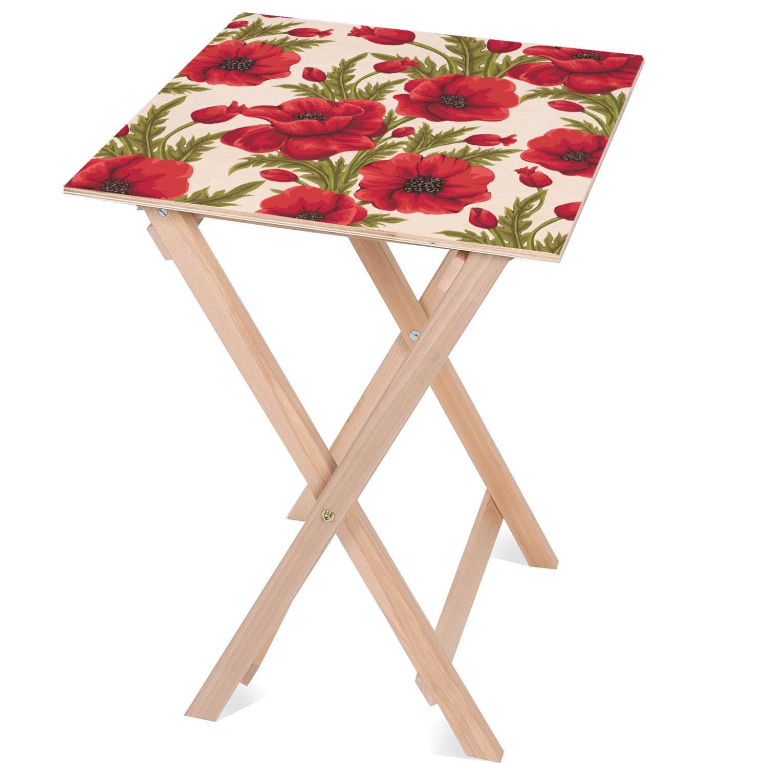 Stolik drewniany Czerwone Maki-30x40 CM