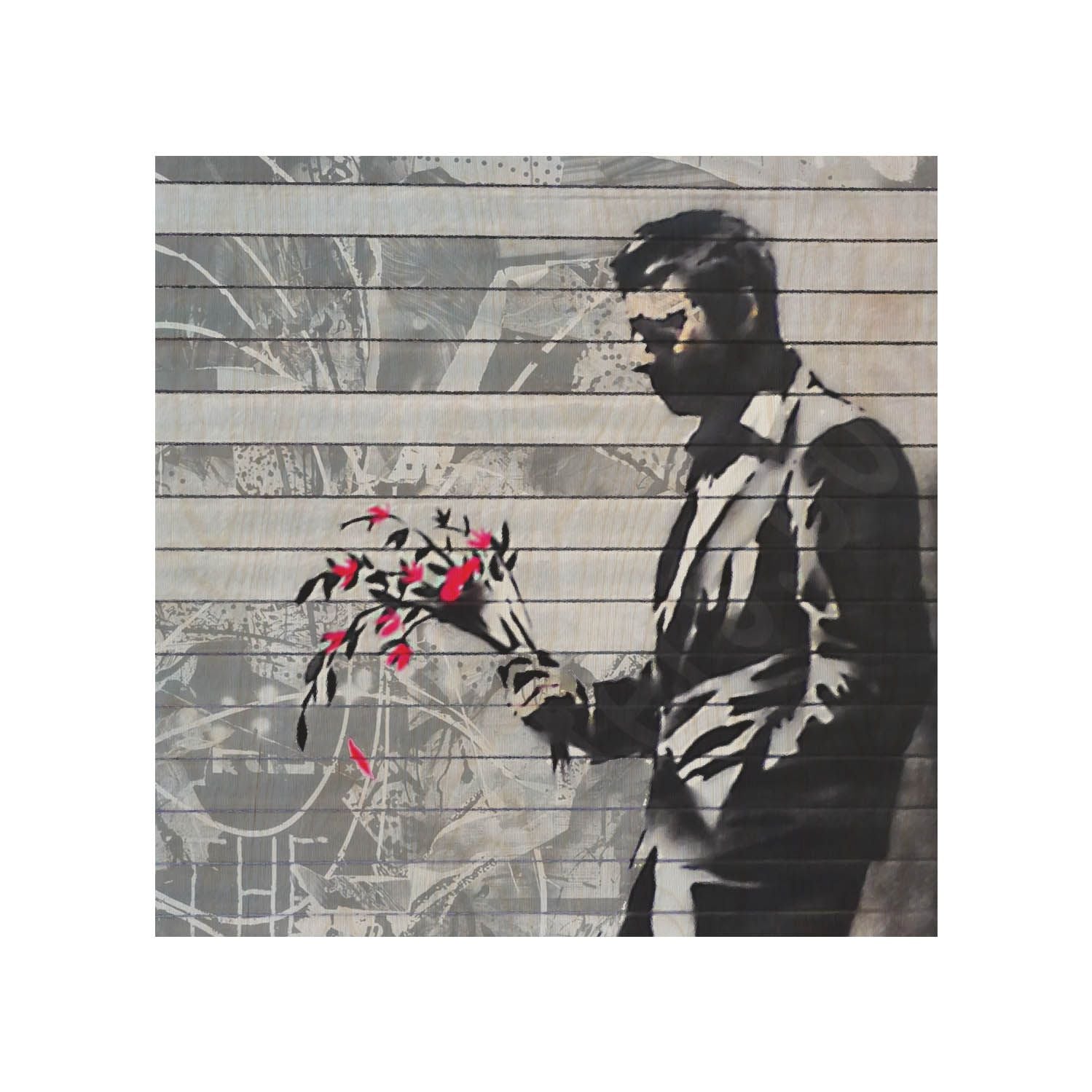 Wooden Table Man With Flowers-50x50 CM