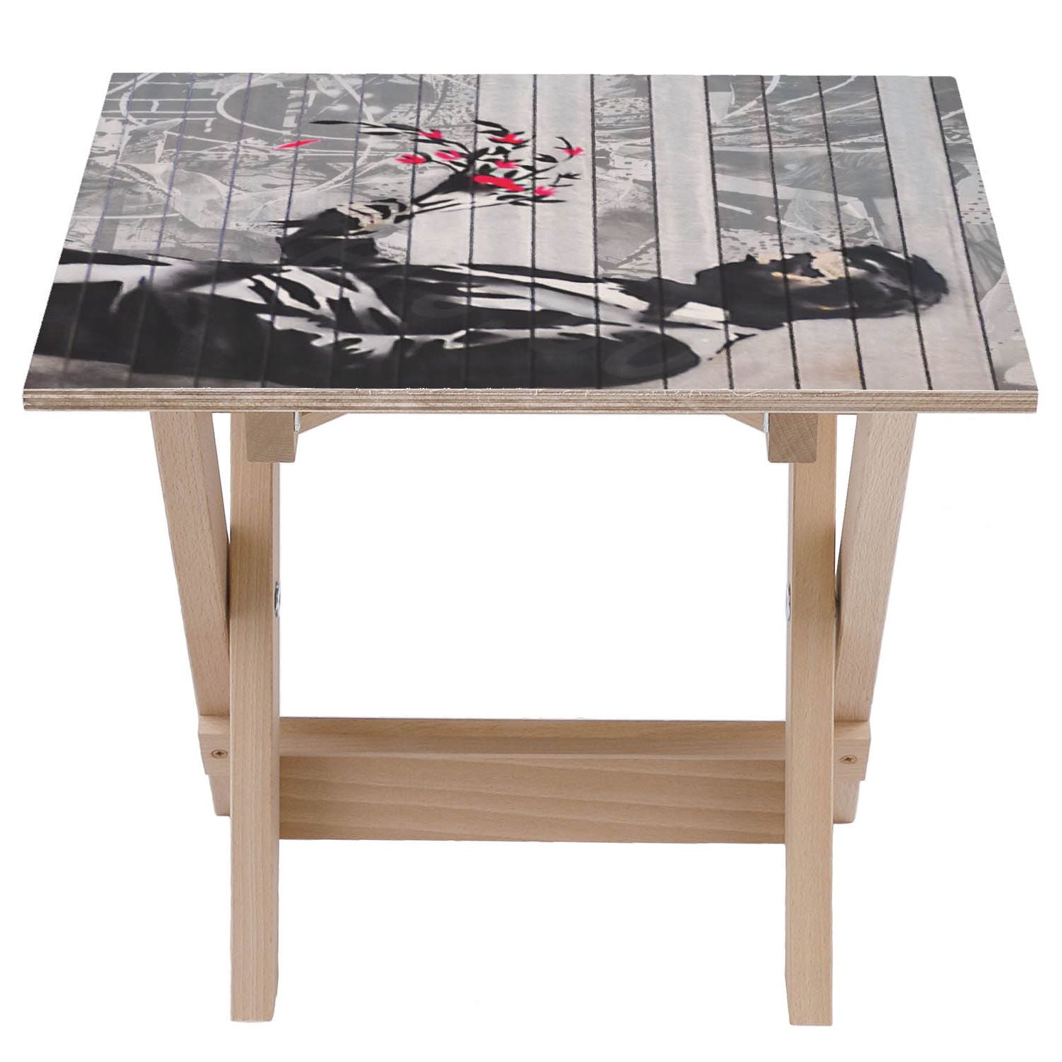 Wooden Table Man With Flowers-50x50 CM