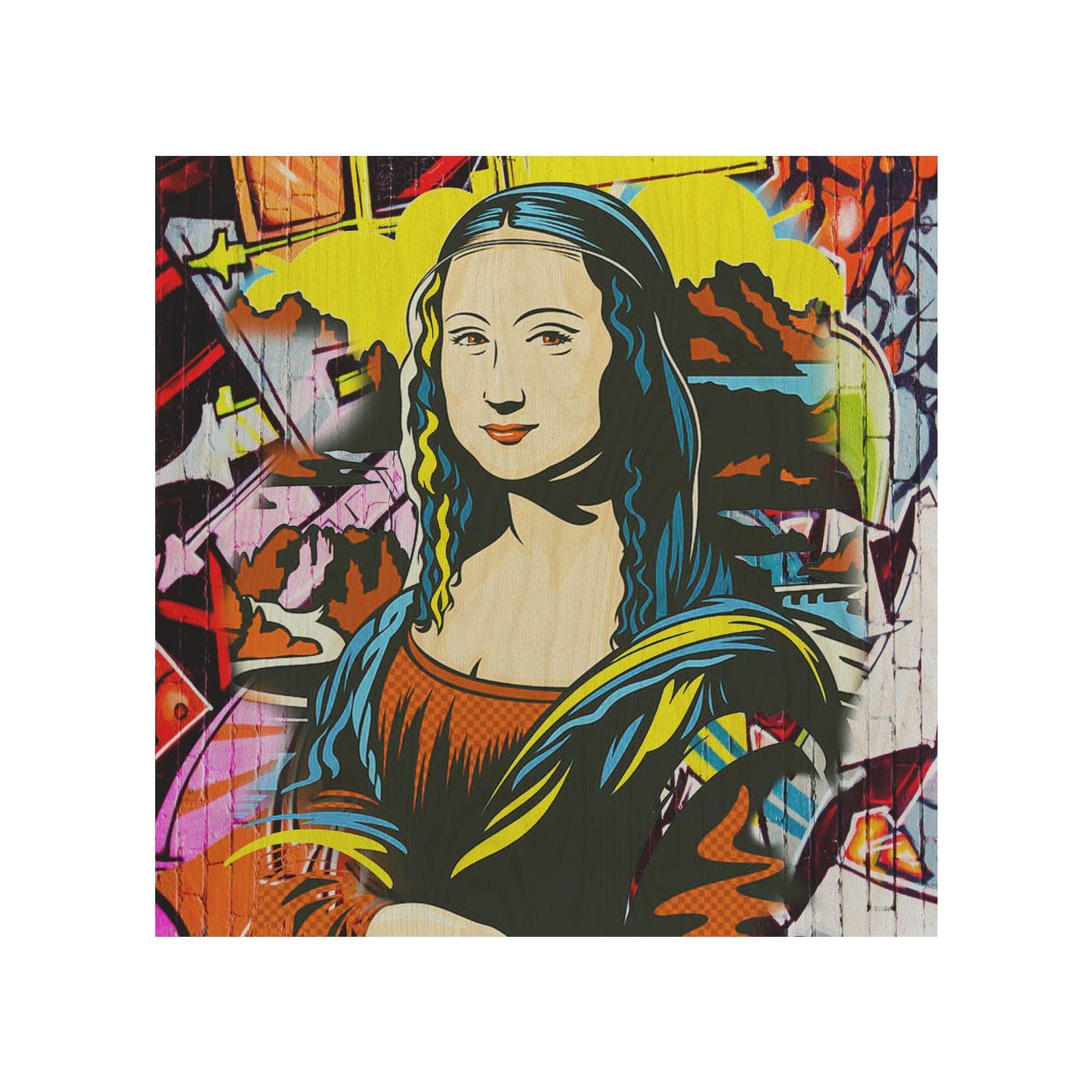 Wooden Table Mona Lisa Yellow-50x50 CM