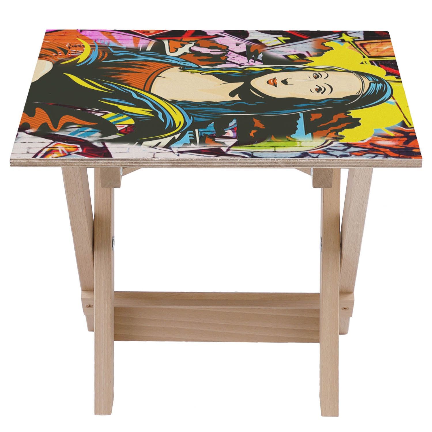 Wooden Table Mona Lisa Yellow-50x50 CM