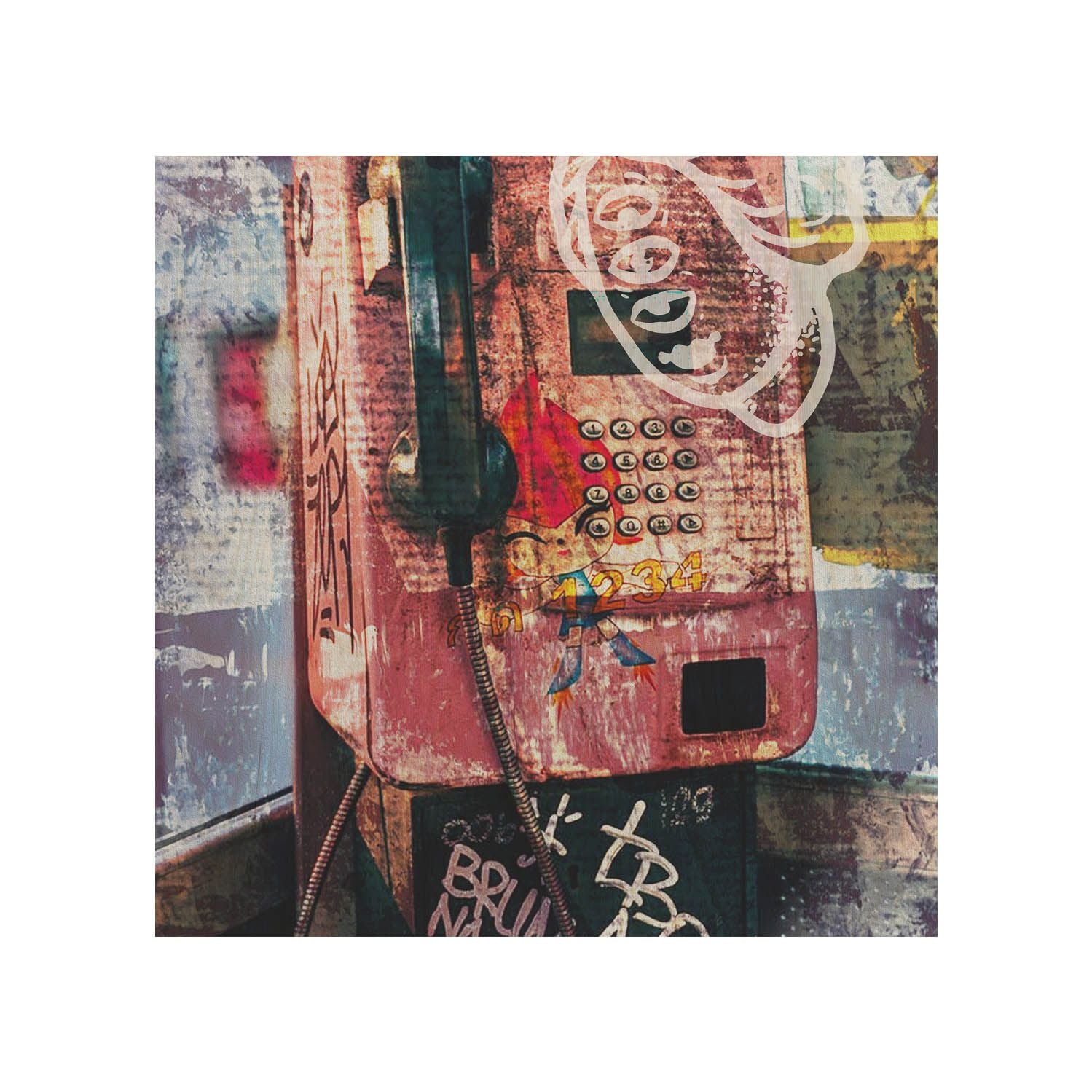 Holztisch Old Telephone-30x40 CM