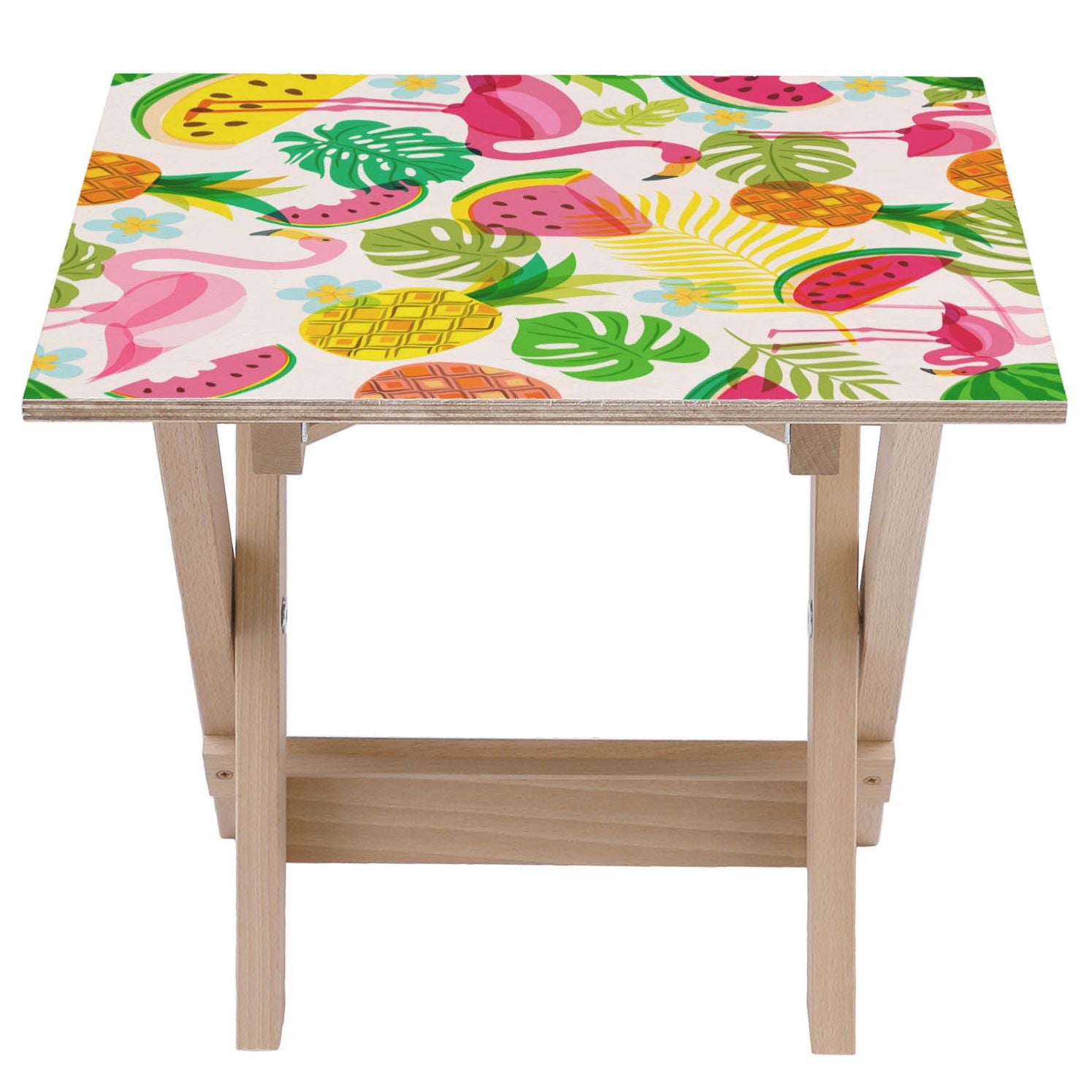 Wooden Table Pink Flamingo-50x50 CM