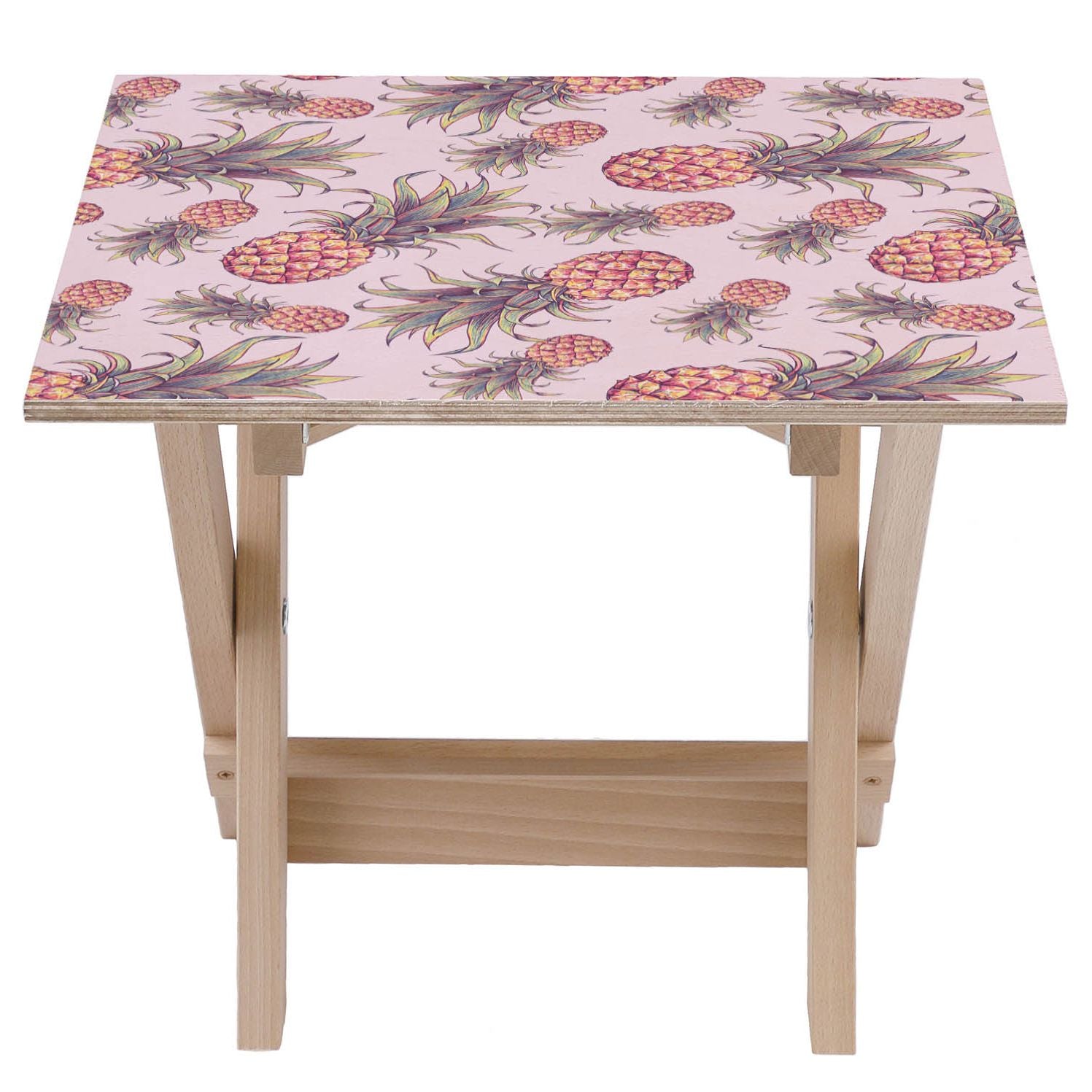 Stolik drewniany Pink Pineapple-50x50 CM