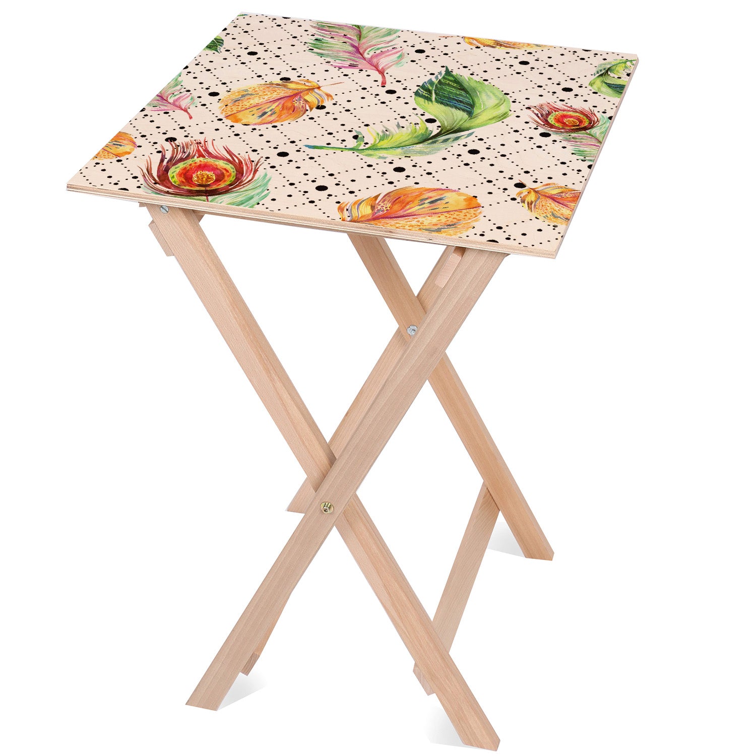 Holztisch Feathers and Dots-50x50 CM