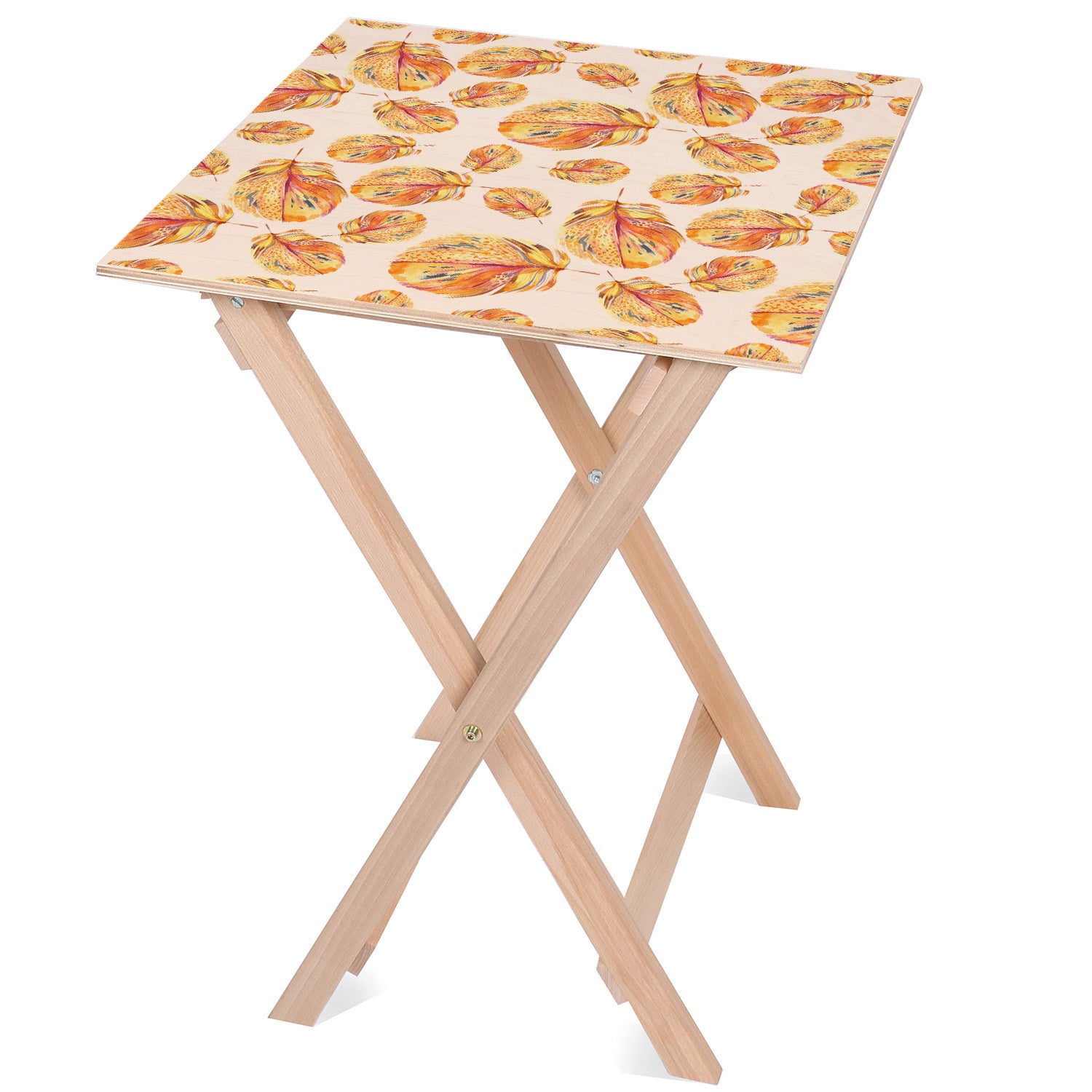 Holztisch Orange Feathers-50x50 CM
