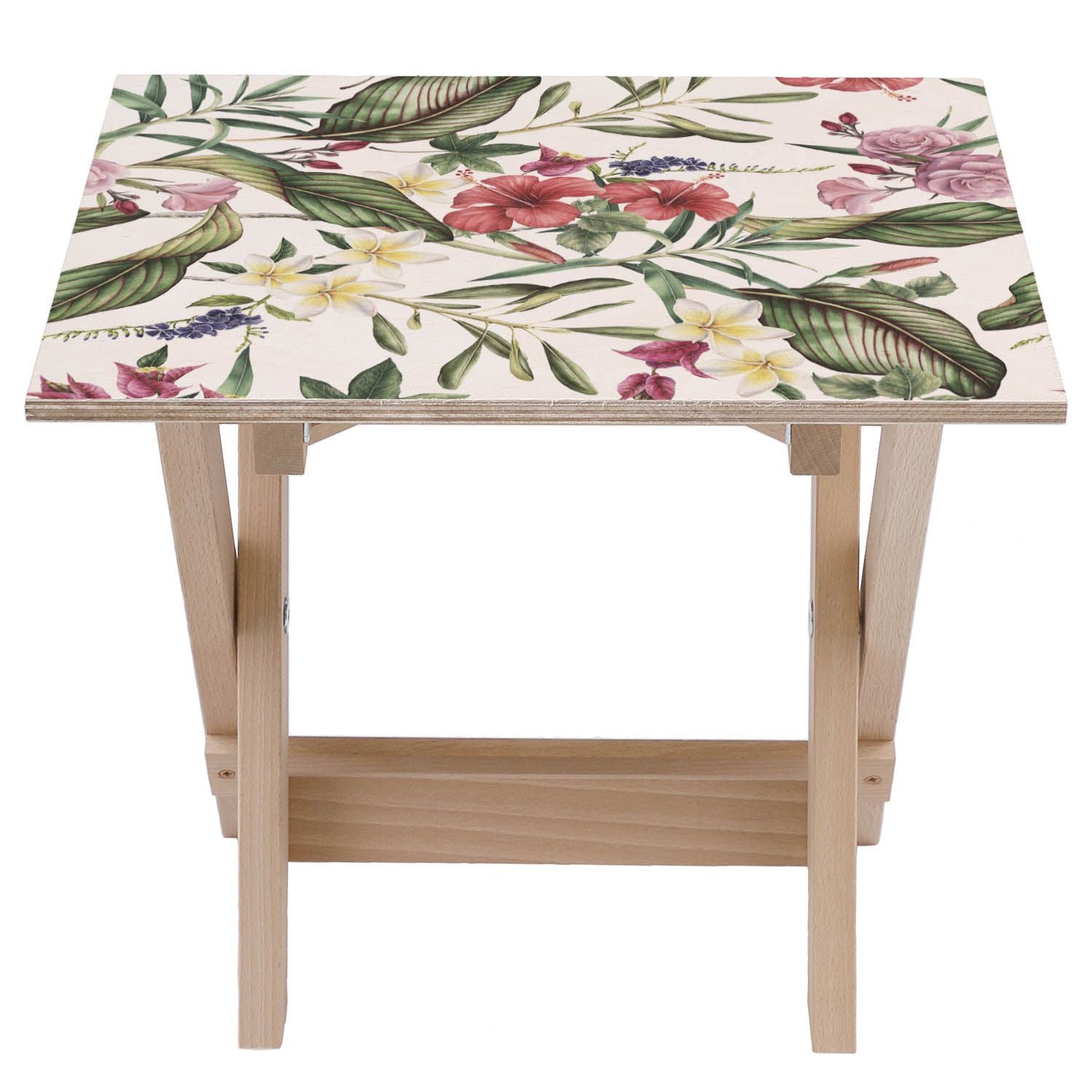 Dřevěný stolek Retro Tropical Flowers-30x40 CM