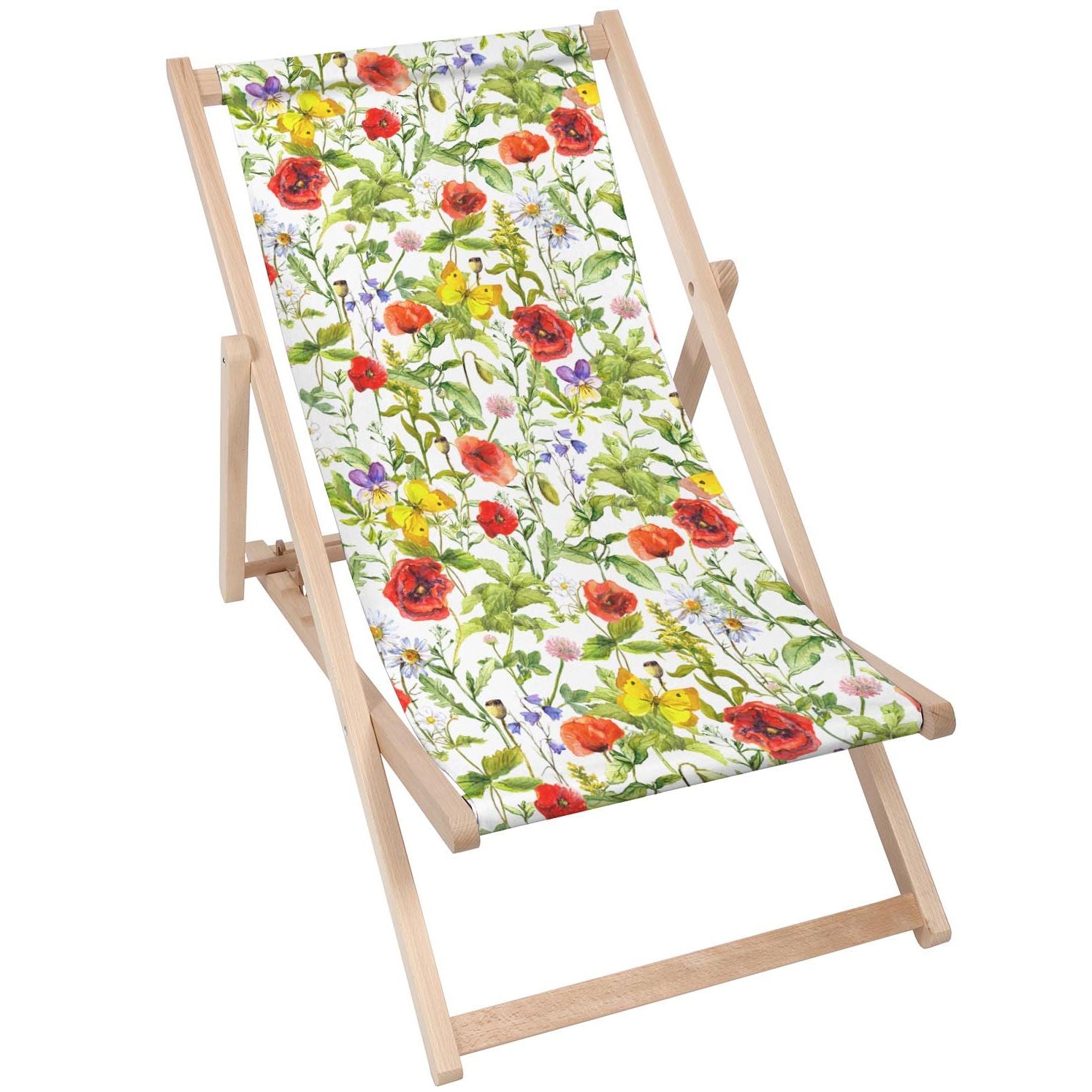 Wooden Table Summer Flowers Poppies-50x50 CM