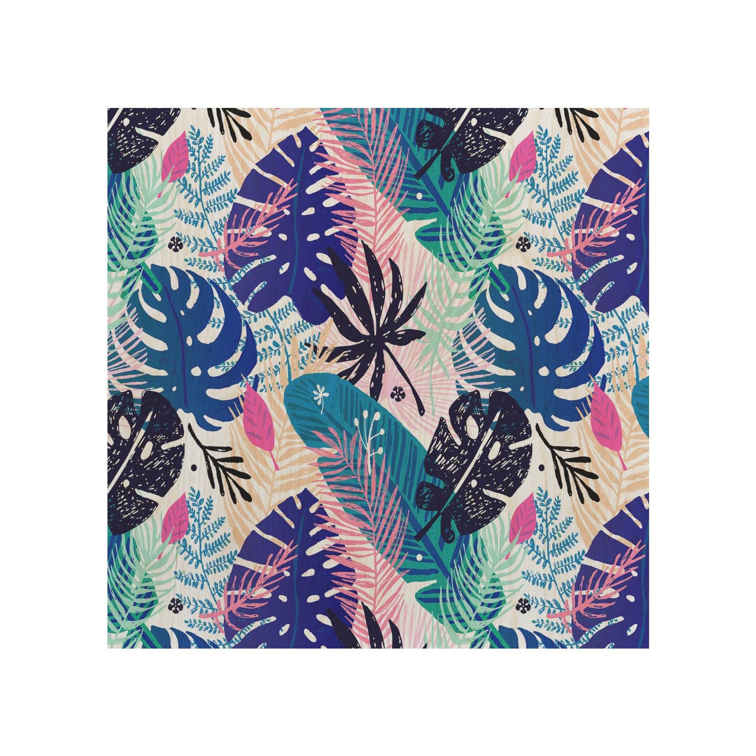 Dřevěný stolek Tropical Leaves Art-50x50 CM