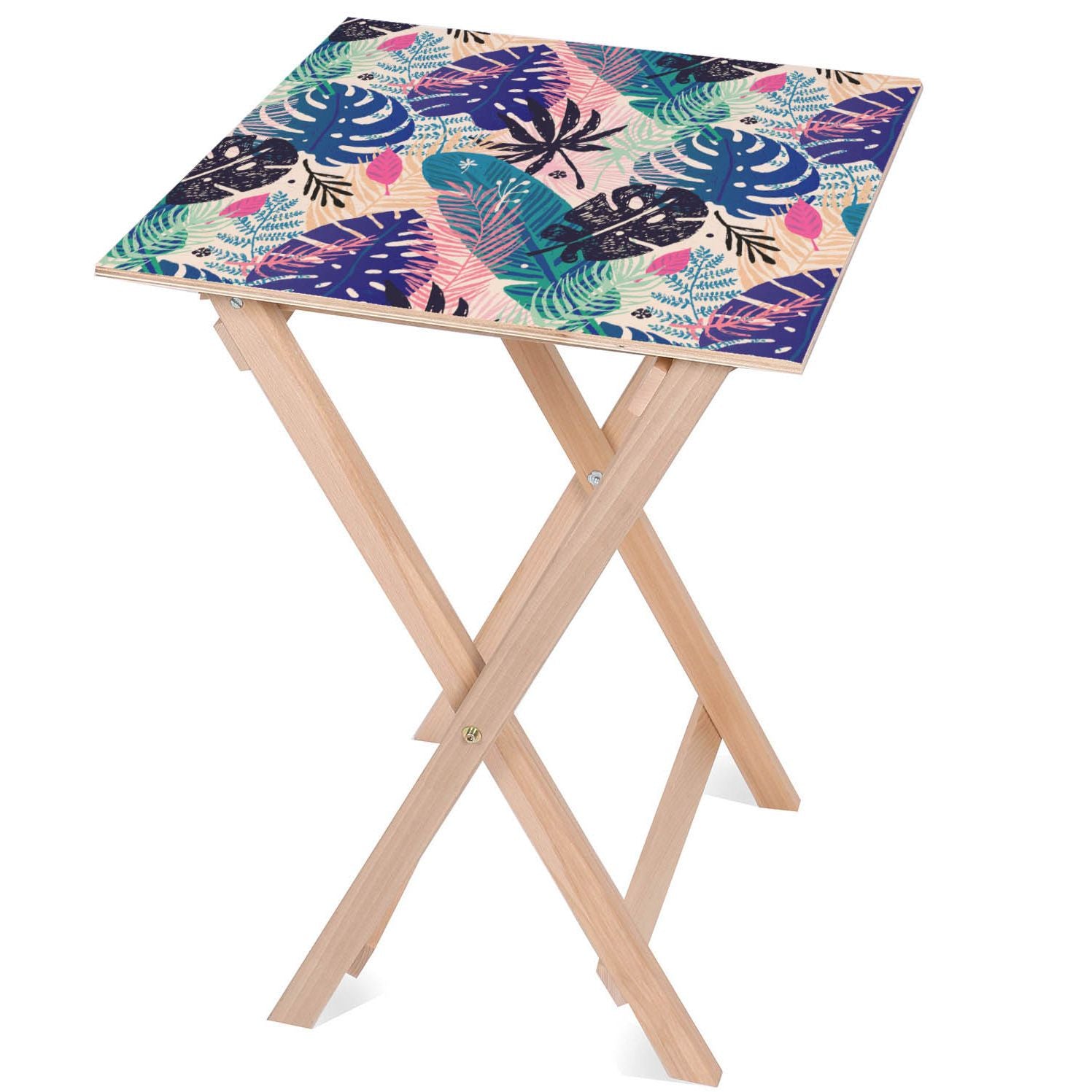 Dřevěný stolek Tropical Leaves Art-50x50 CM