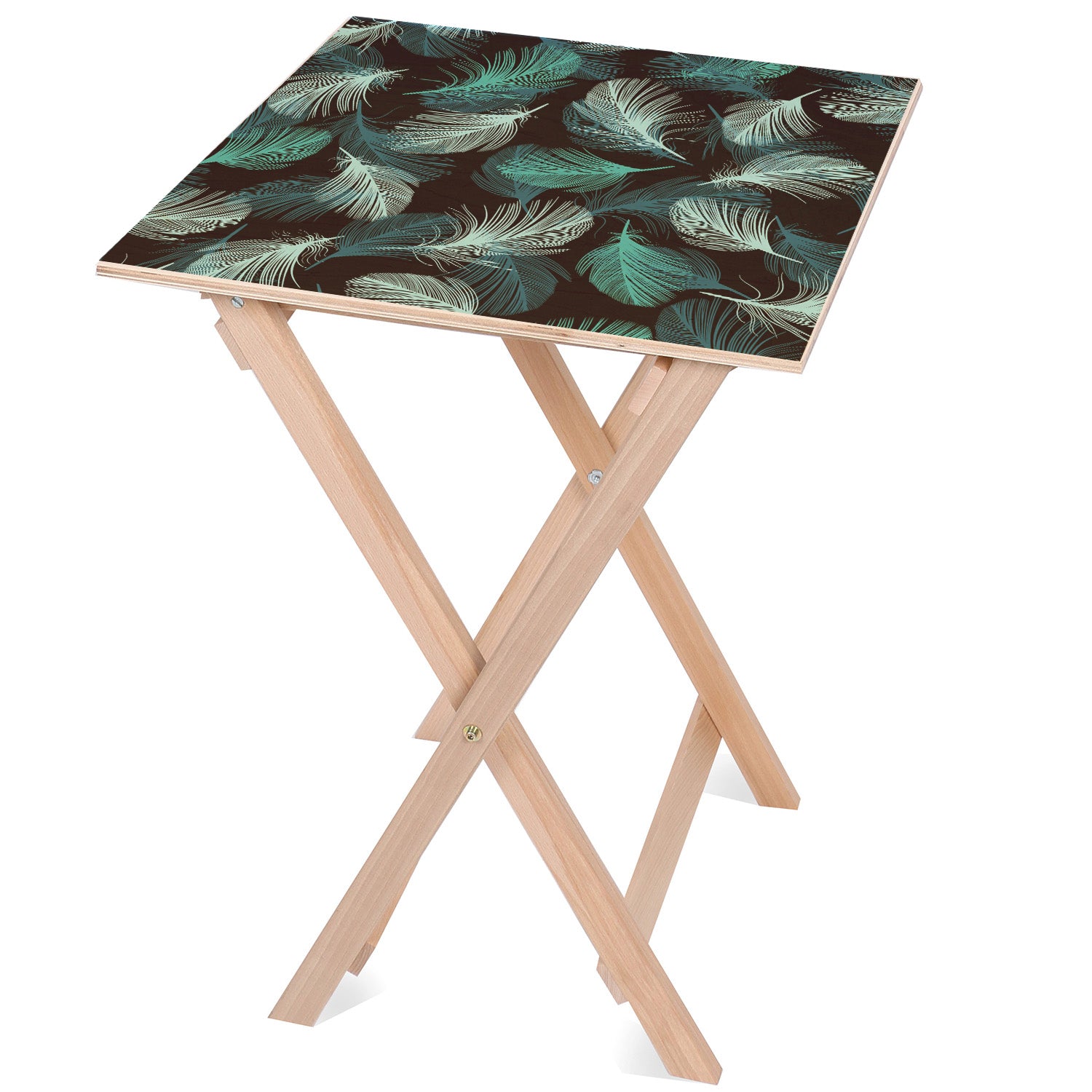 Stolik drewniany Turquoise Feathers-30x40 CM