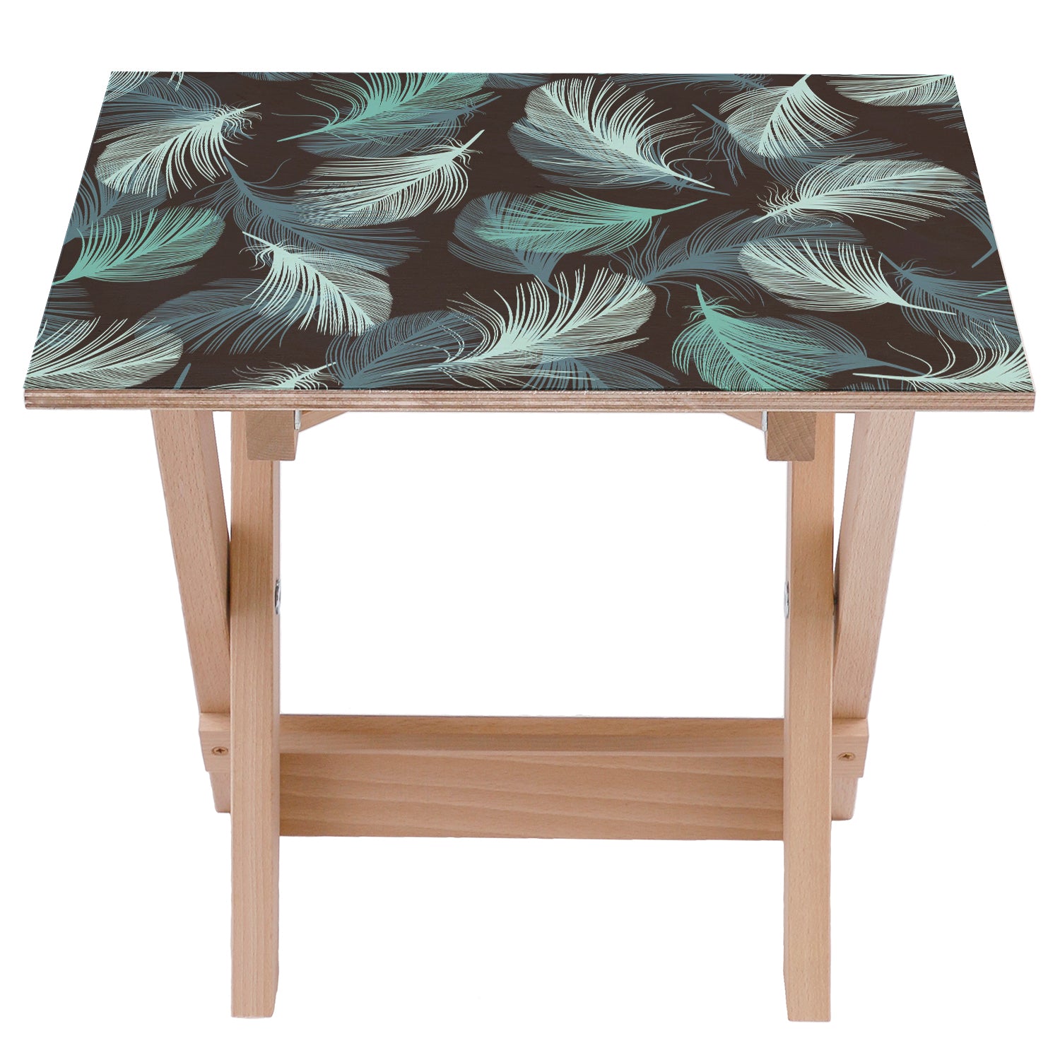 Stolik drewniany Turquoise Feathers-30x40 CM