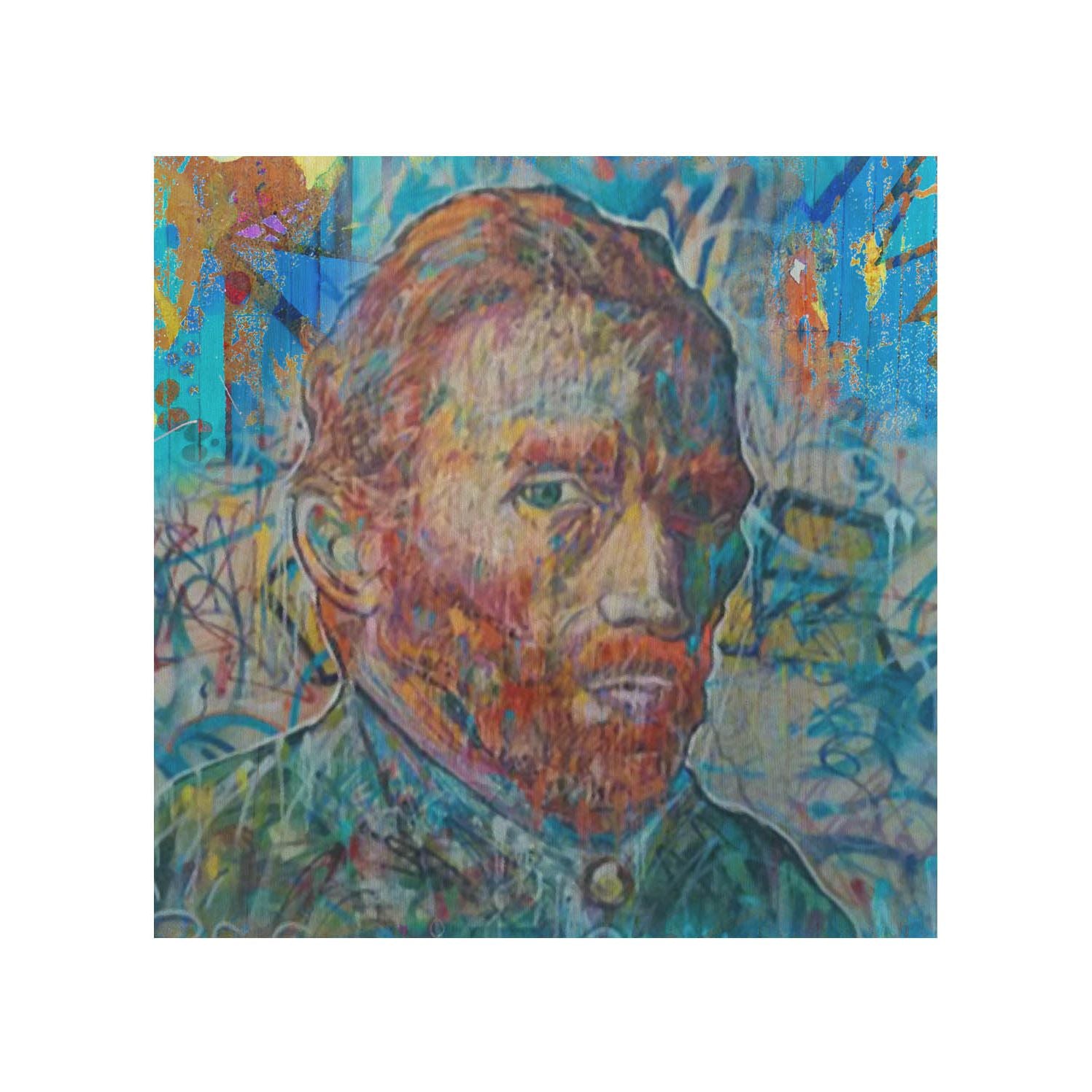 Stolik drewniany Van Gogh Blue-50x50 CM