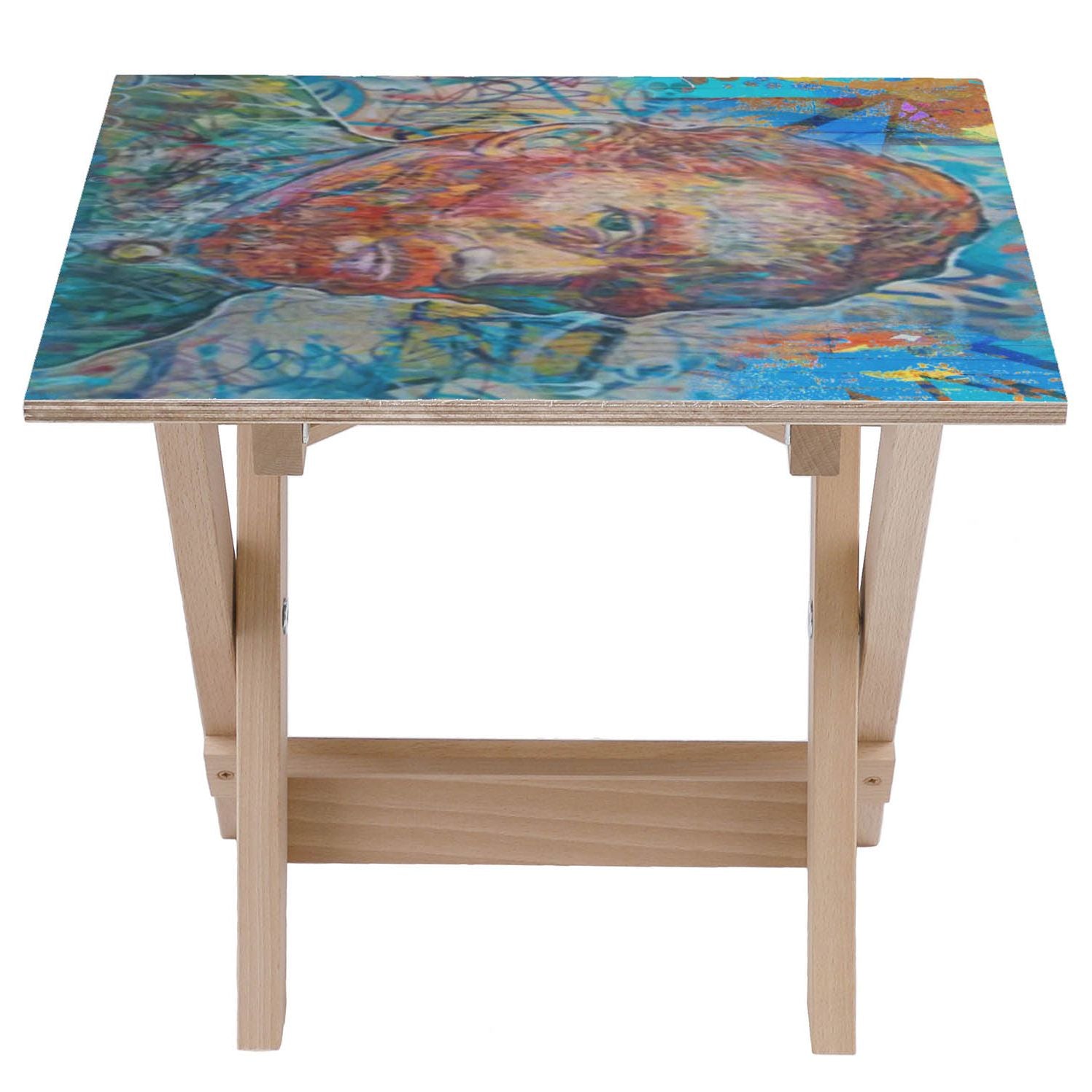Stolik drewniany Van Gogh Blue-50x50 CM