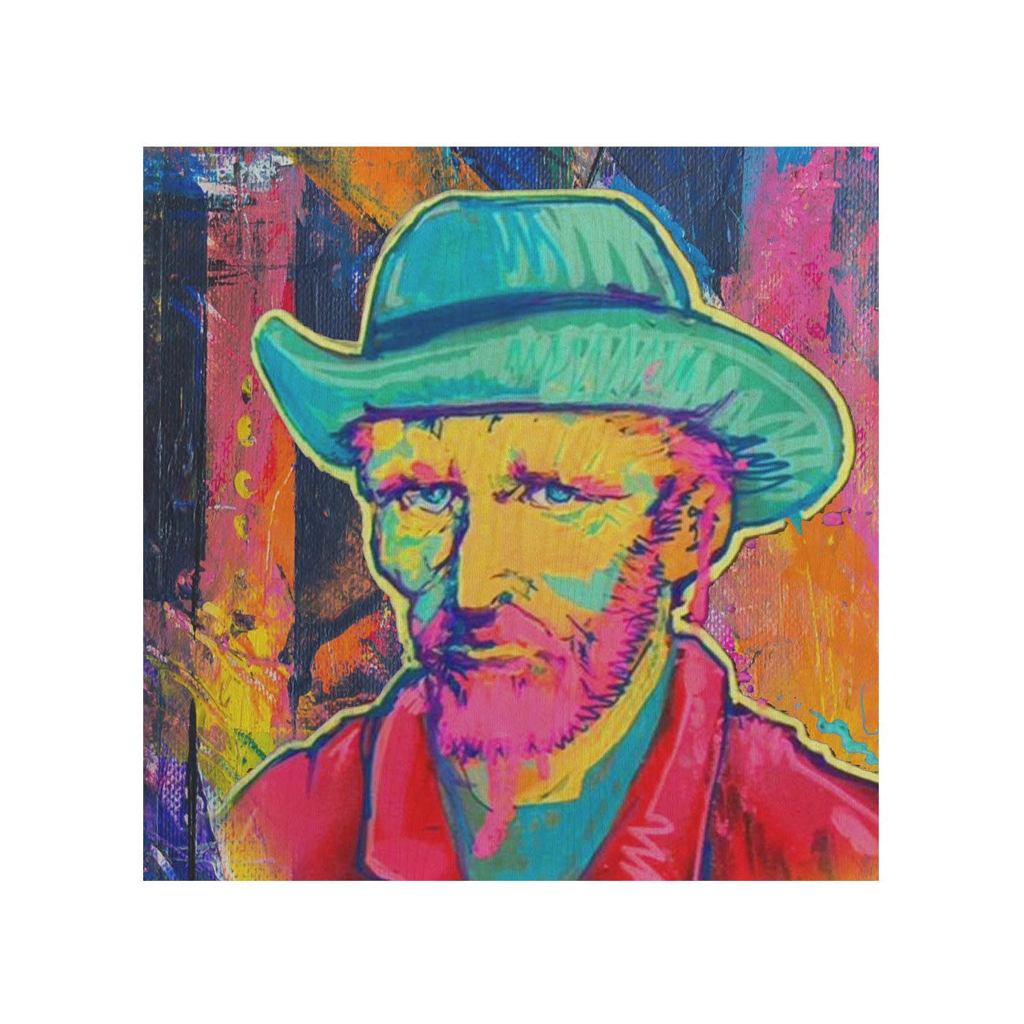 Dřevěný stolek Van Gogh With A Straw-50x50 CM