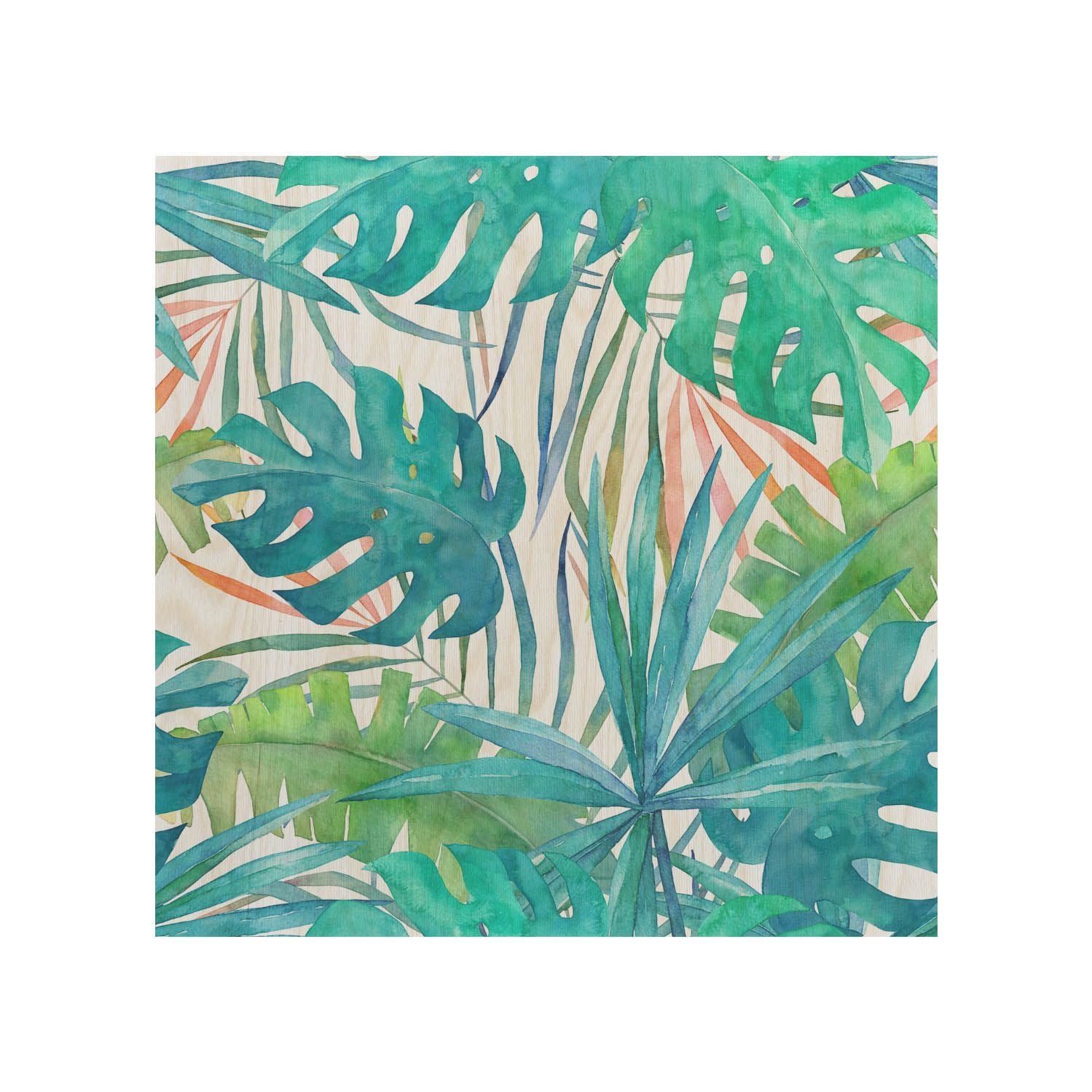 Dřevěný stolek Watercolor Leaves
