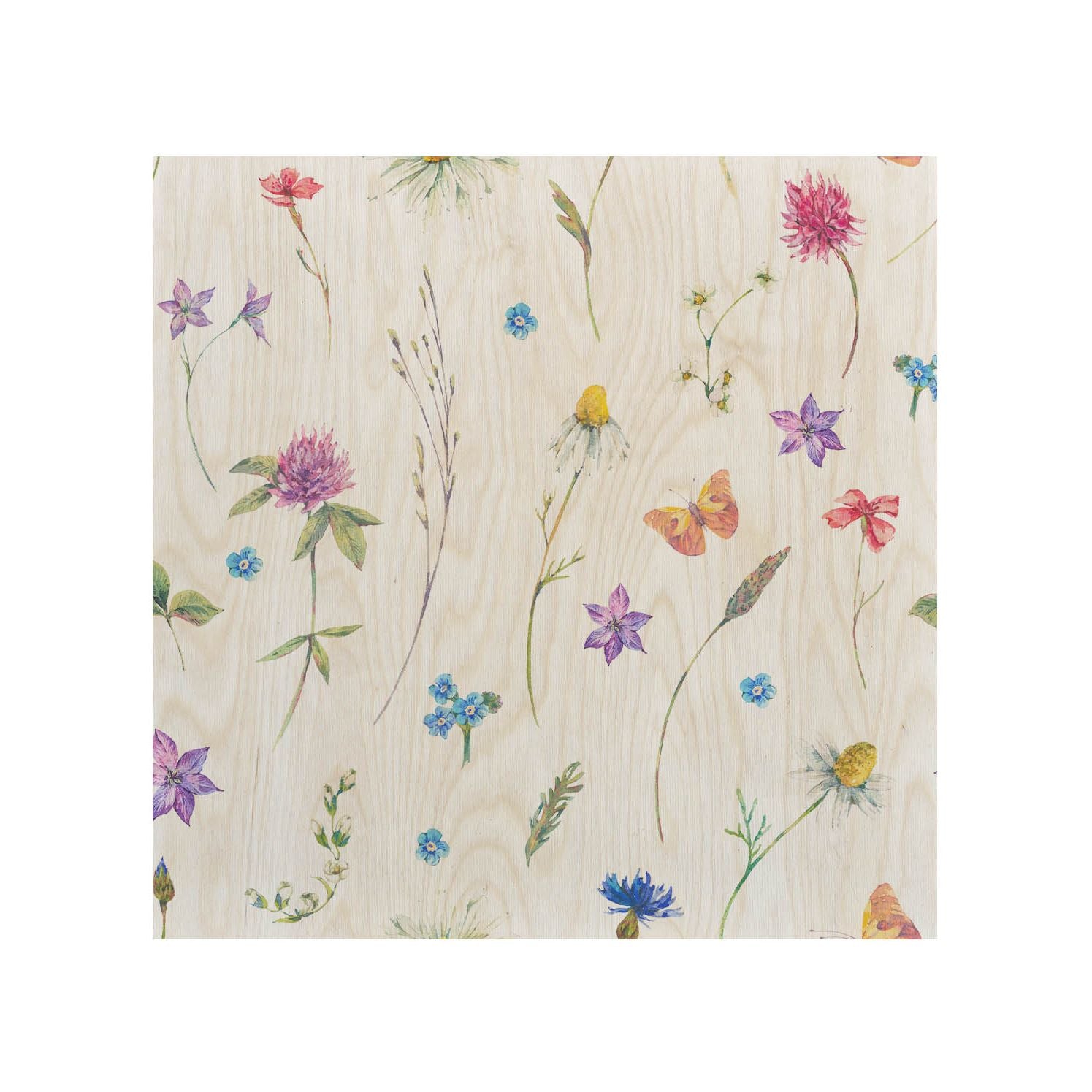 Dřevěný stolek Watercolor Wild Flowers