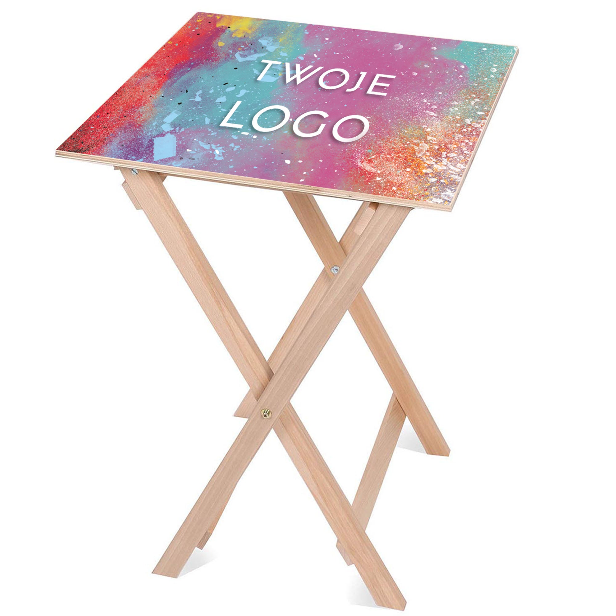 Dřevěný stolek s vlastním reklamním logem