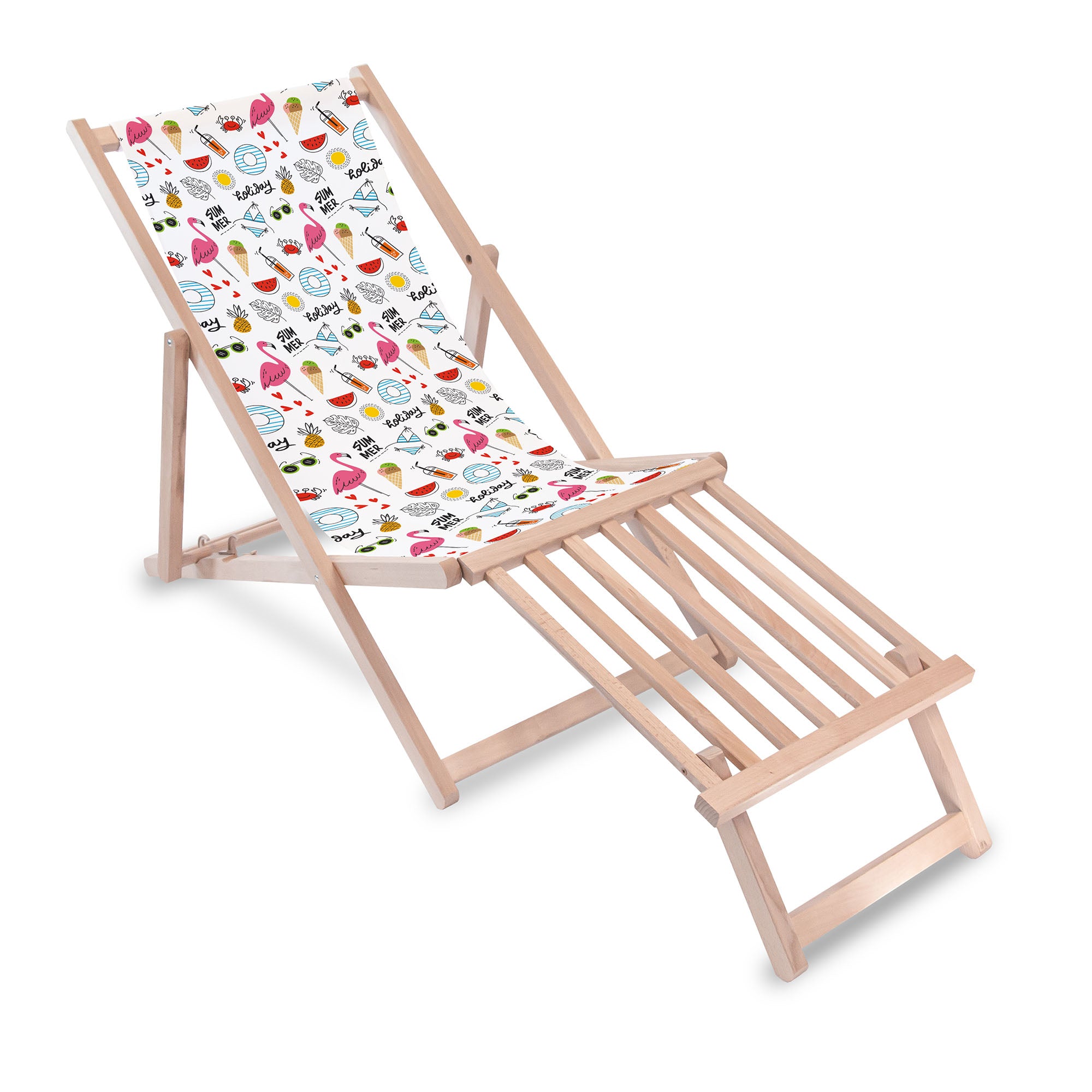 Holzliegestuhl mit Holzfußstütze Summer