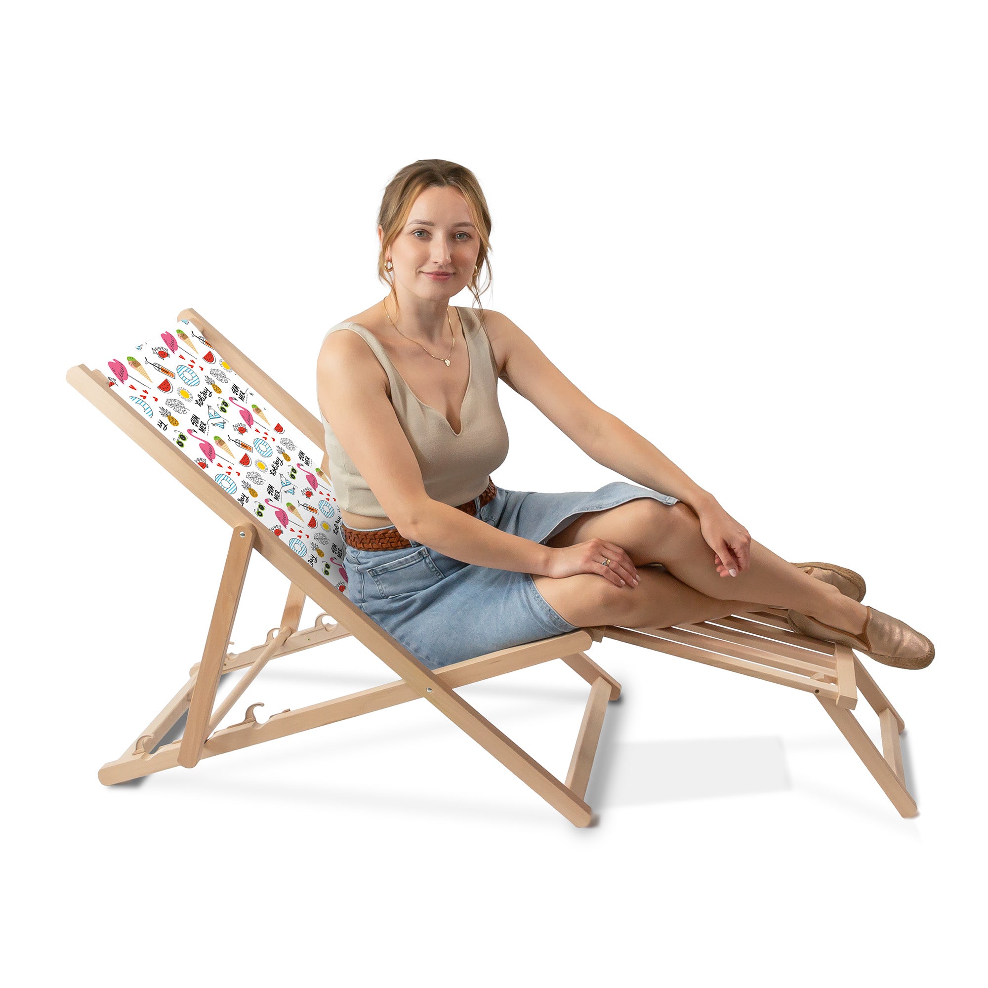 Holzliegestuhl mit Holzfußstütze Summer