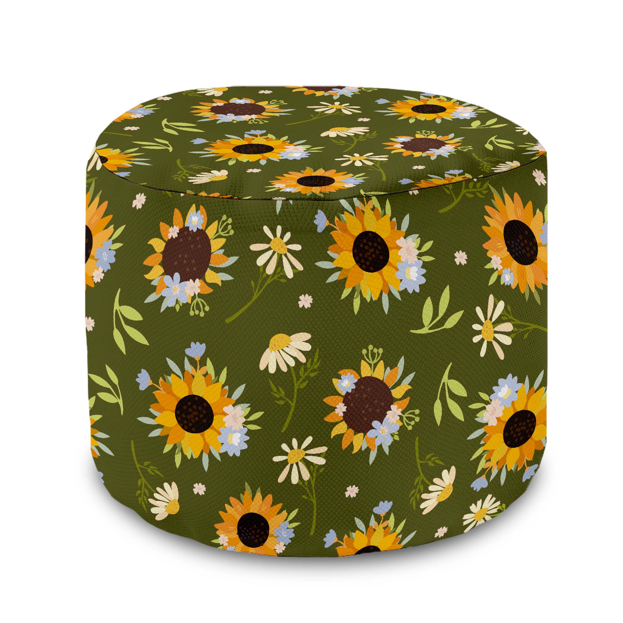 Round Pouf Footstool Sunflowers-Oxford