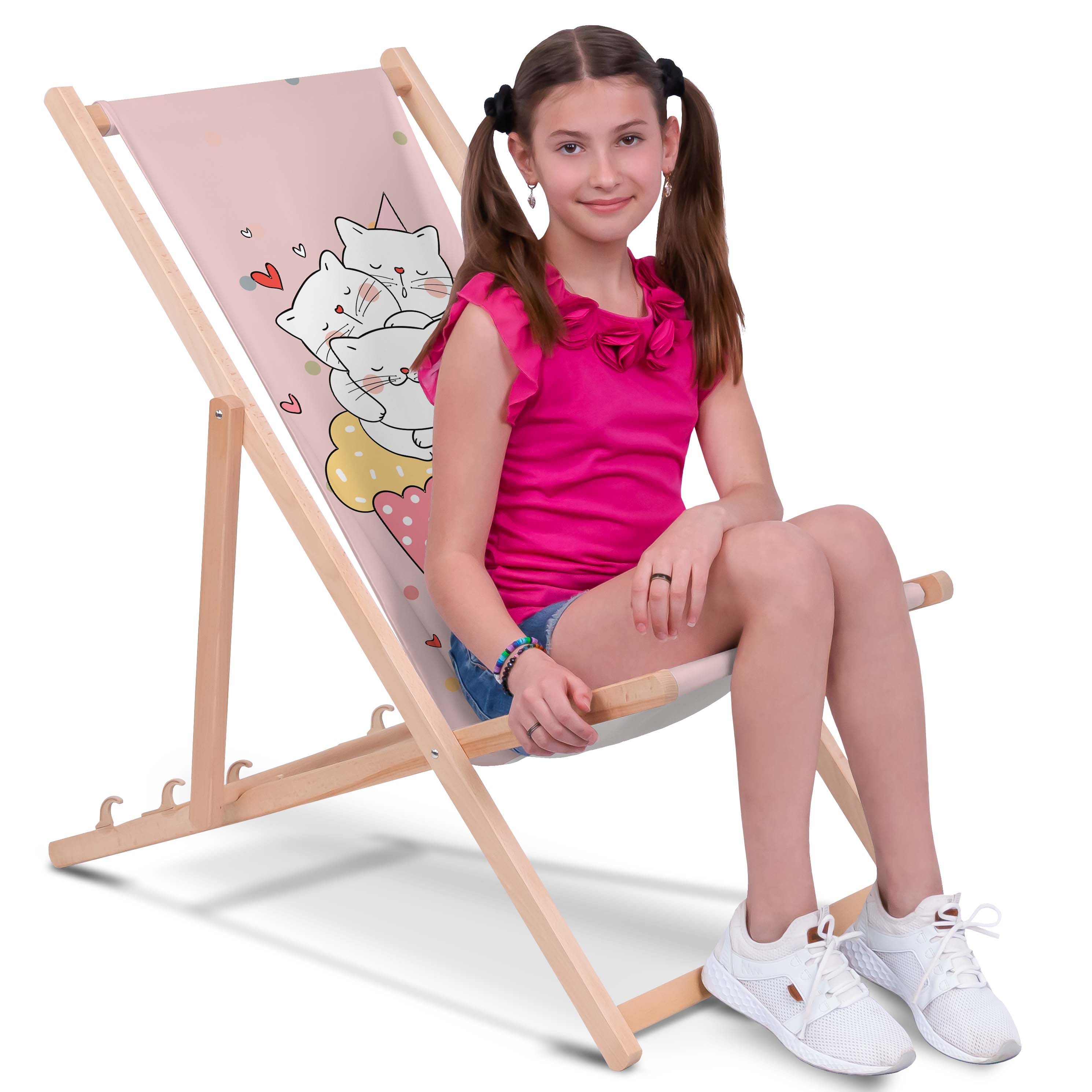 Liegestuhl aus Holz Sweet Cats-M