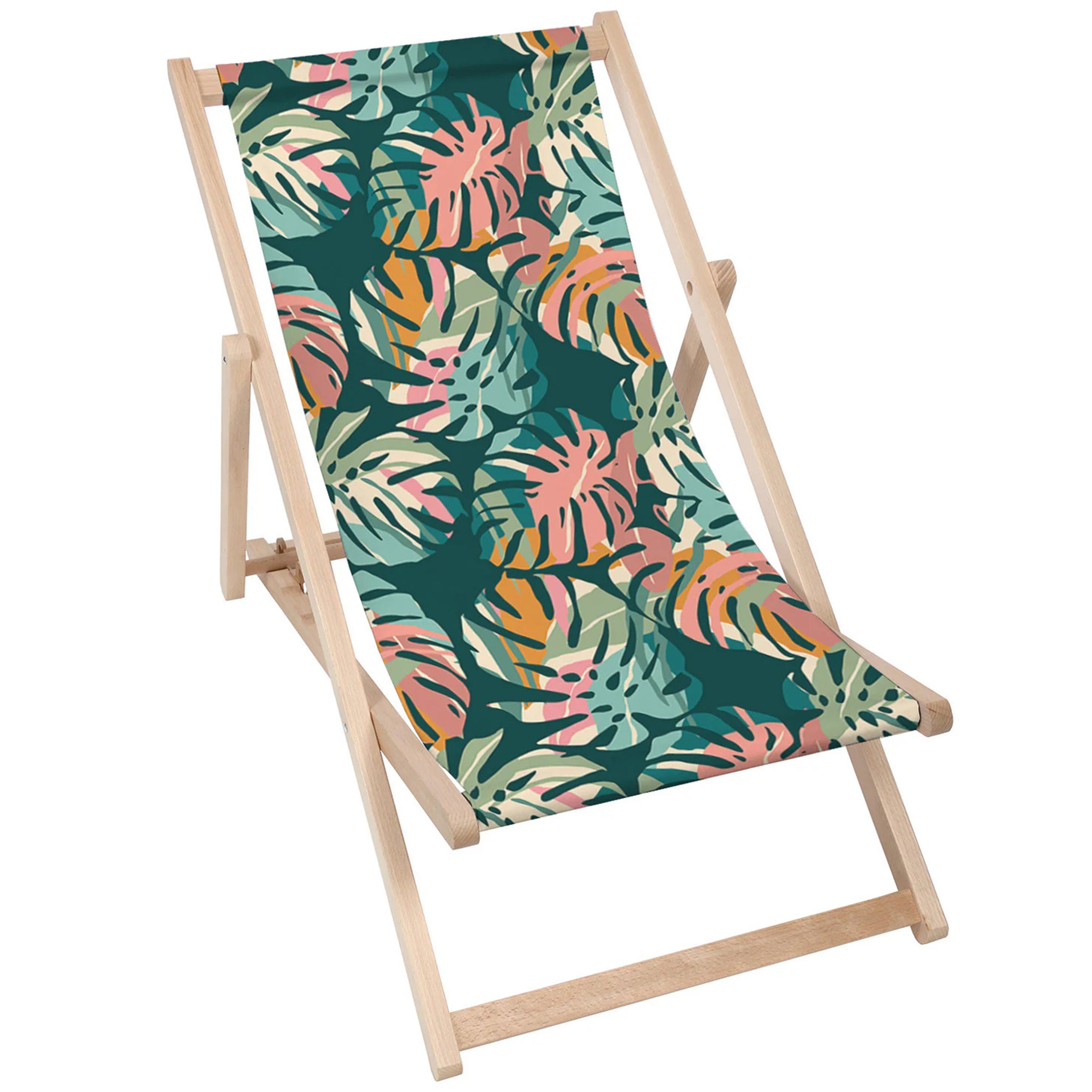 Dřevěné lehátko Tropical Abstract Leaves