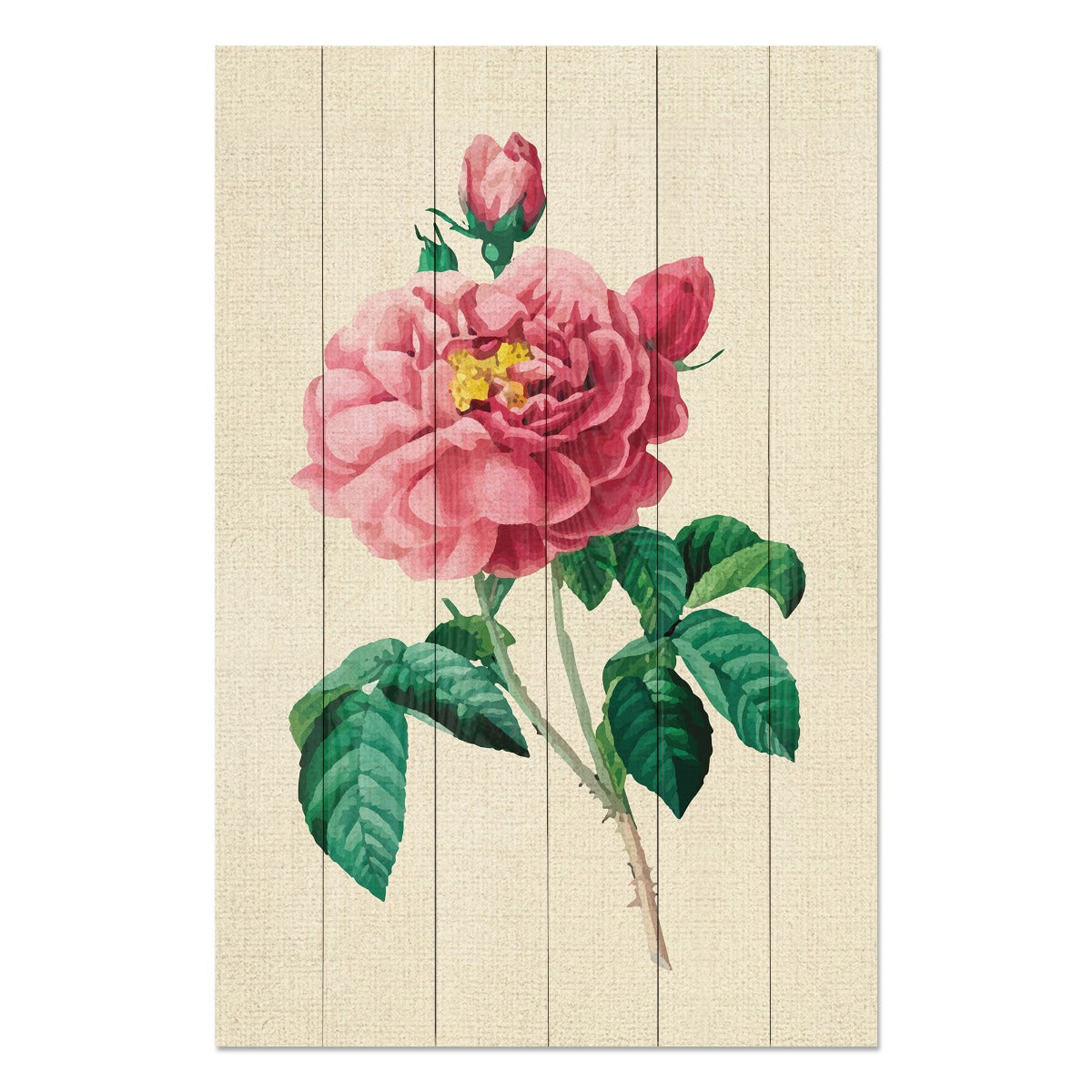 Wood Picture Vintage Pink Flowers-70x90 cm