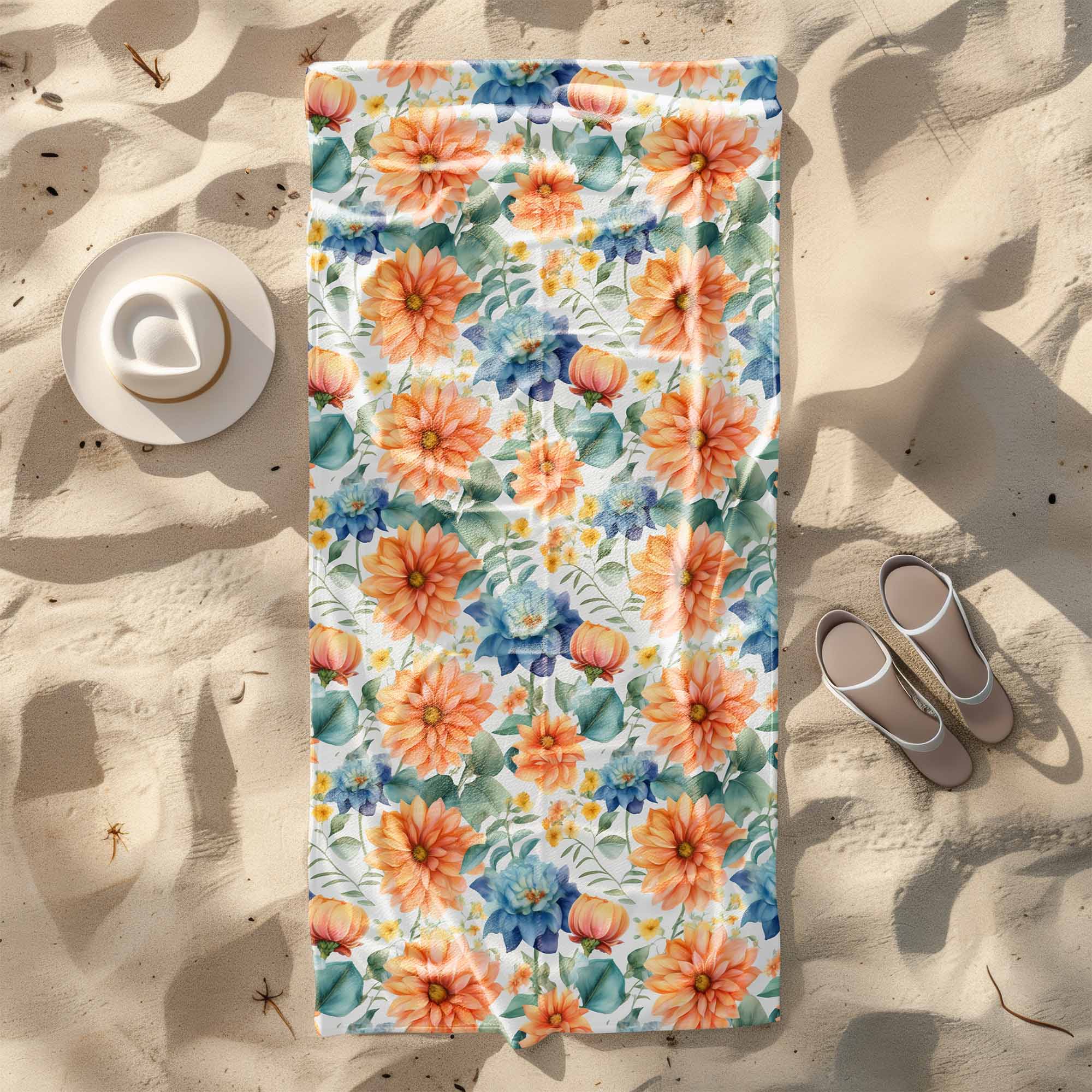 Towel Watercolor Flower Leaves