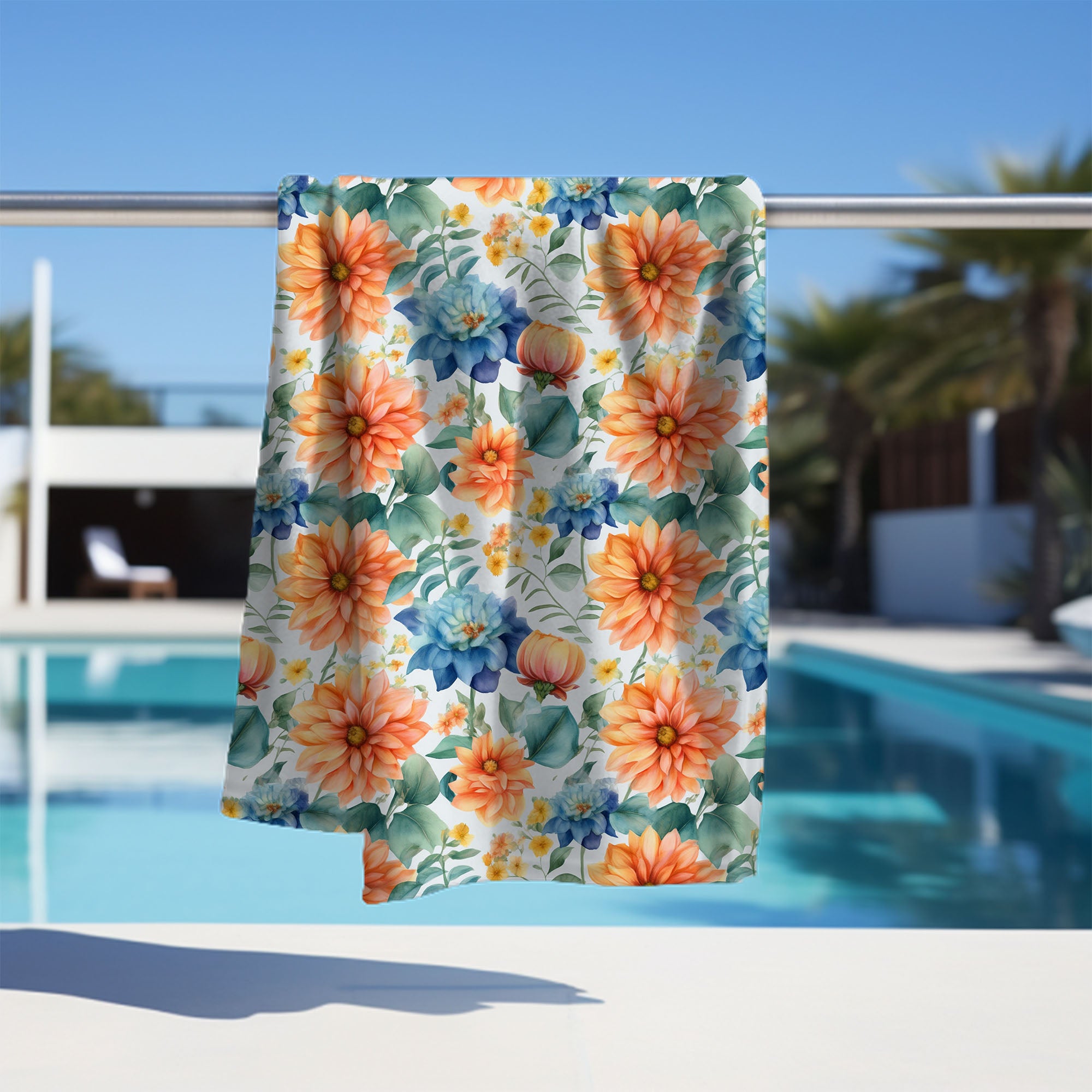 Towel Watercolor Flower Leaves