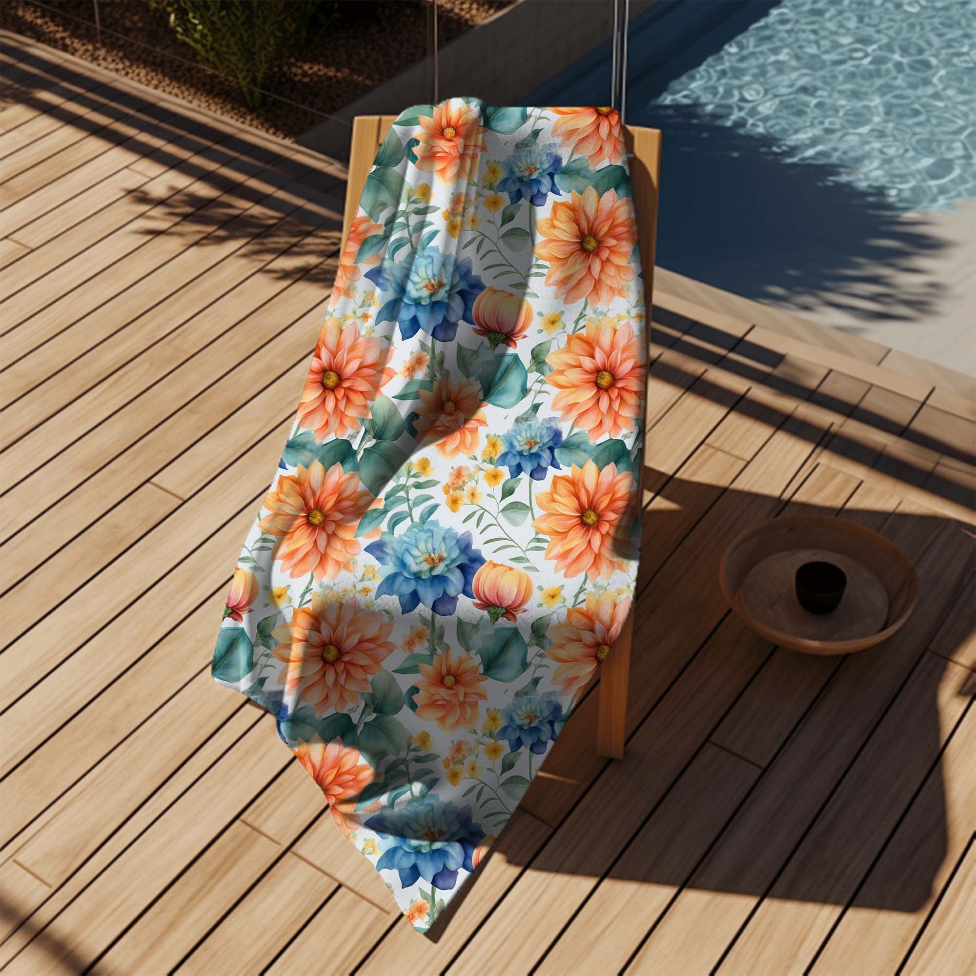 Towel Watercolor Flower Leaves