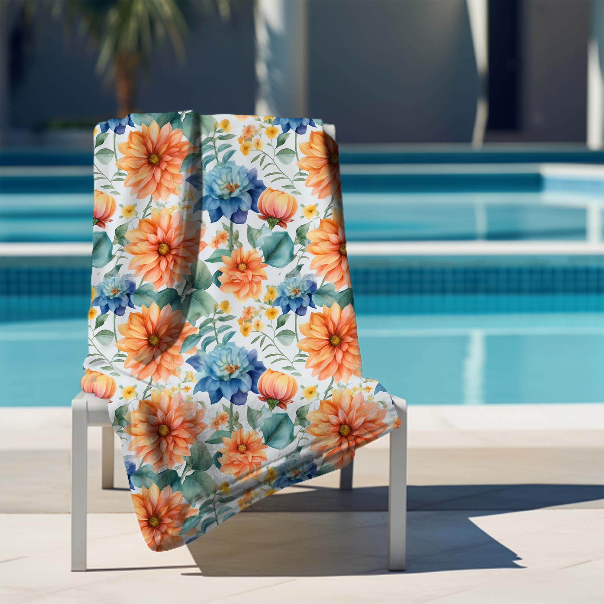 Towel Watercolor Flower Leaves