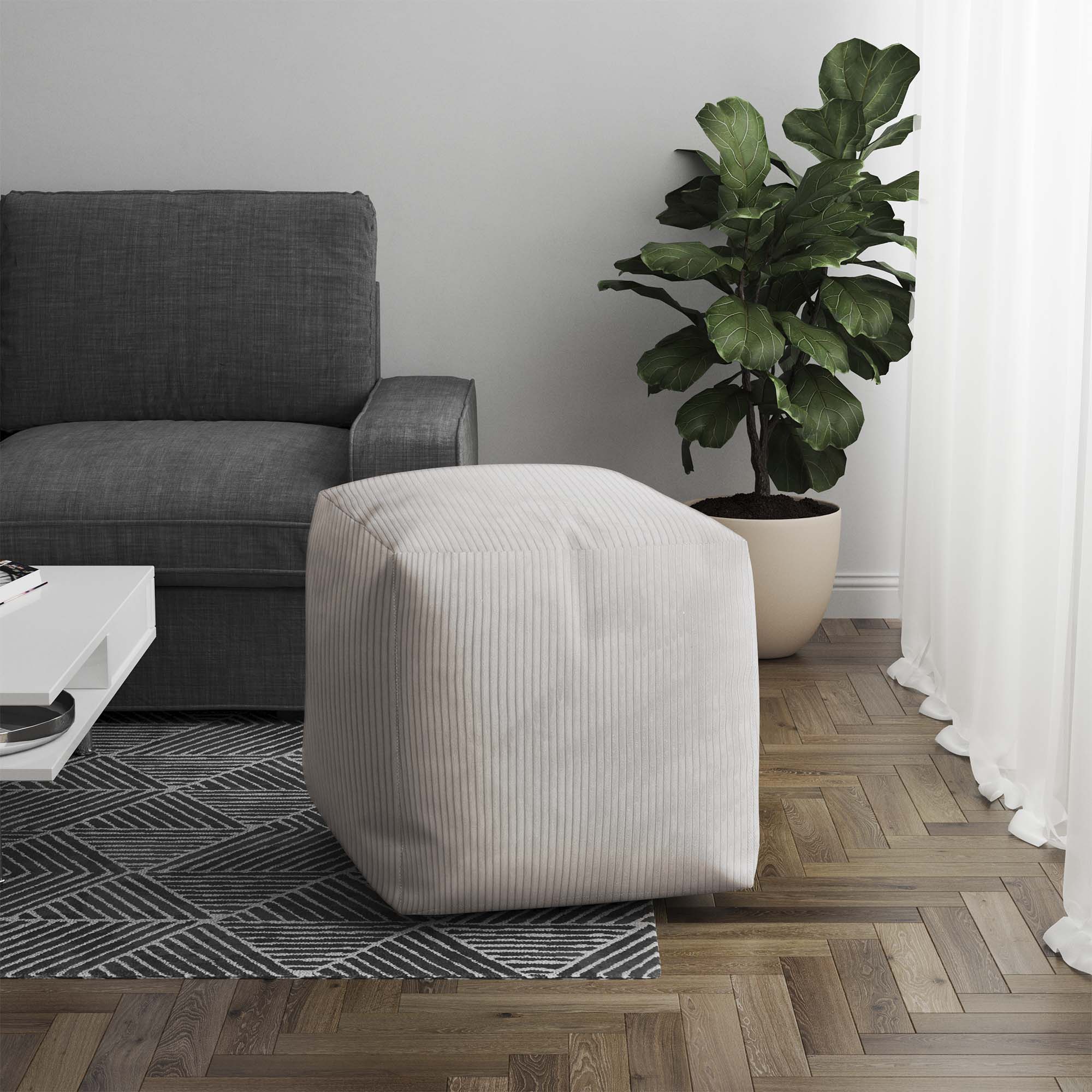 Puf Cube White Dove