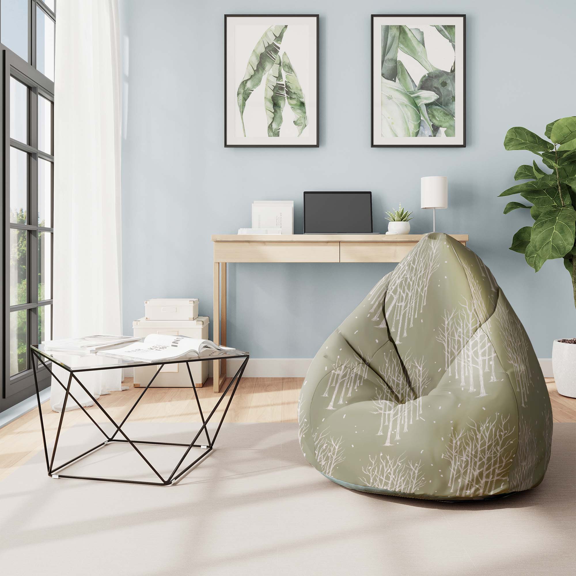 Puf Pearshape White Tree-Velvet