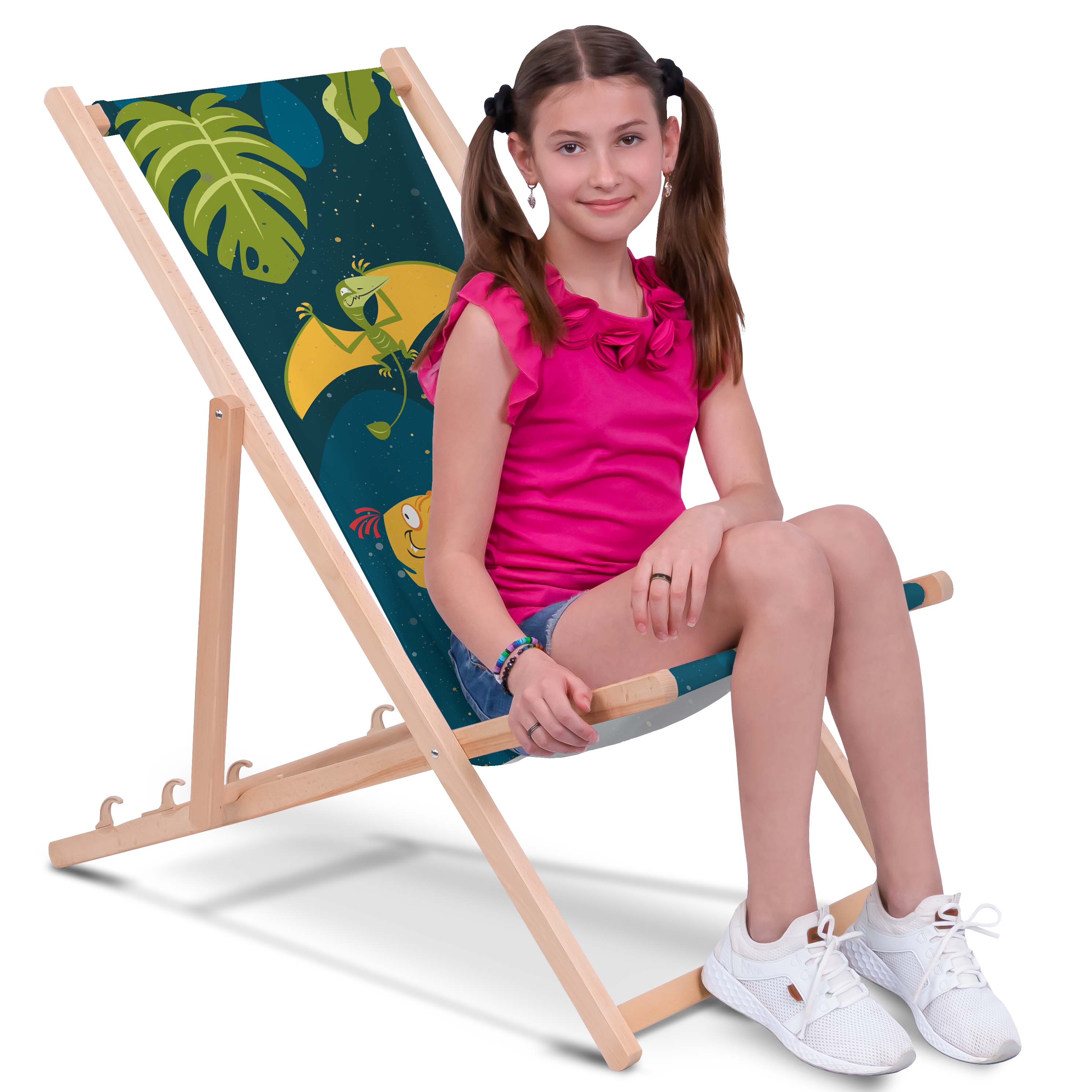 Wild Dinosaur Wooden Deck Chair