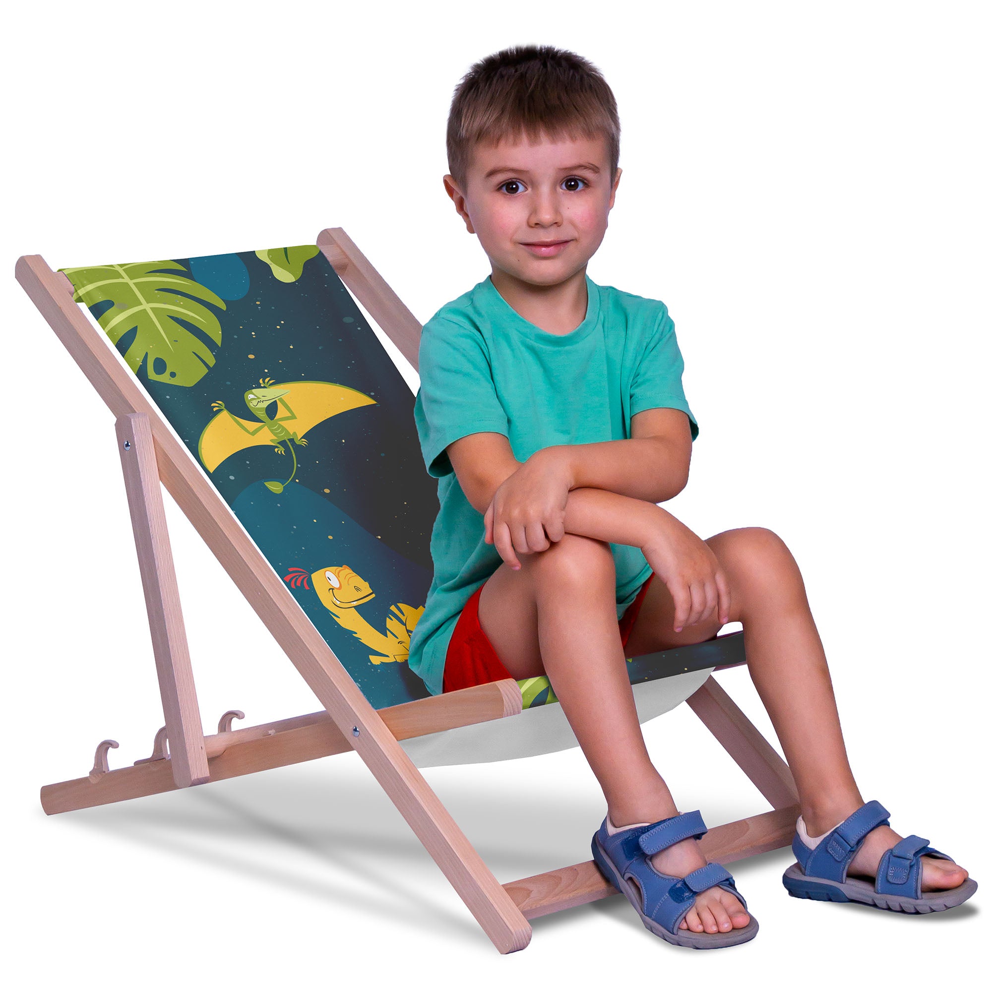 Wild Dinosaur Wooden Deck Chair