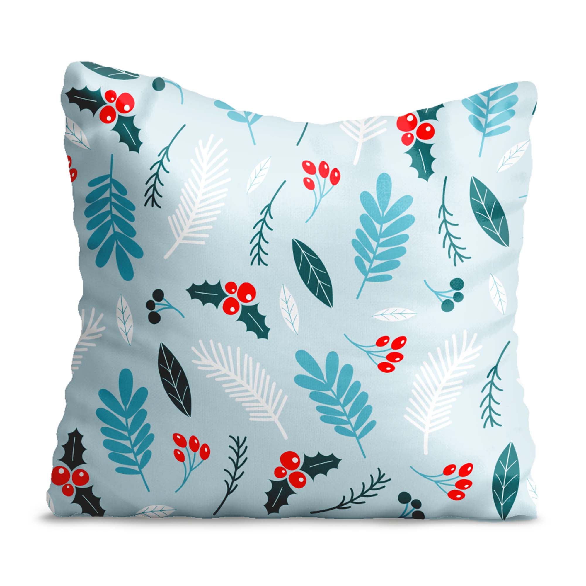 Winter Seamless Pattern with Holly Berries Pillow
