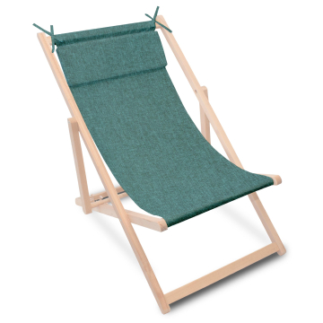 Dřevěné plážové lehátko s polštářem Imitace lnu Sea Abyss