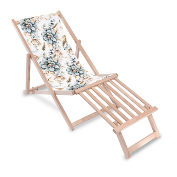 Dřevěné lehátko s dřevěnou podnožkou Winter Roses