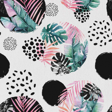Látka Abstract Leafy Circles