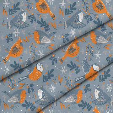 Látka Birds And Floral Elements
