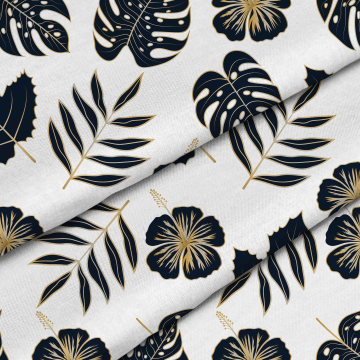 Látka Black and Gold Leaves