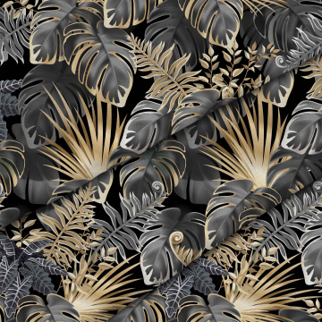 Látka Dark Gold Leaves