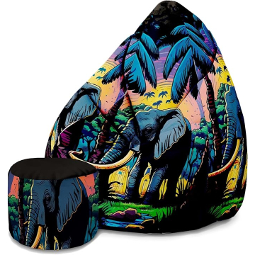Sedací vak Pearshape s podnožkou Elephant