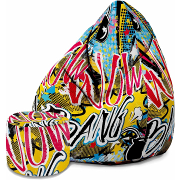 Sedací vak Pearshape s podnožkou Wow Bang